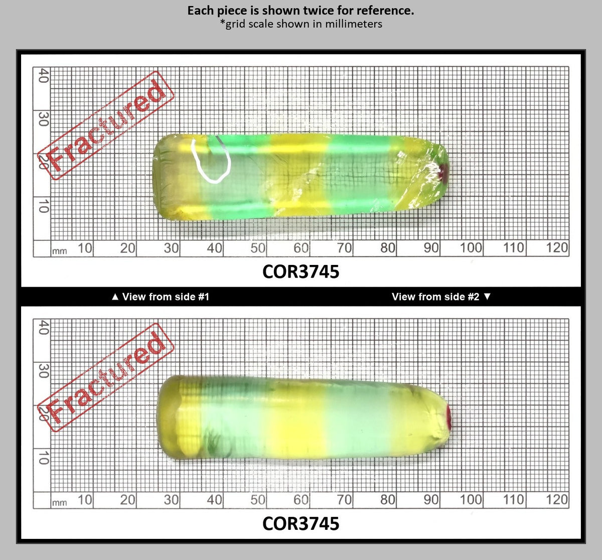 Yellow/Green Bi-Color Lab Created Corundum Sapphire Faceting Rough for Gem Cutting - Various Sizes - Split Boule : COR3745