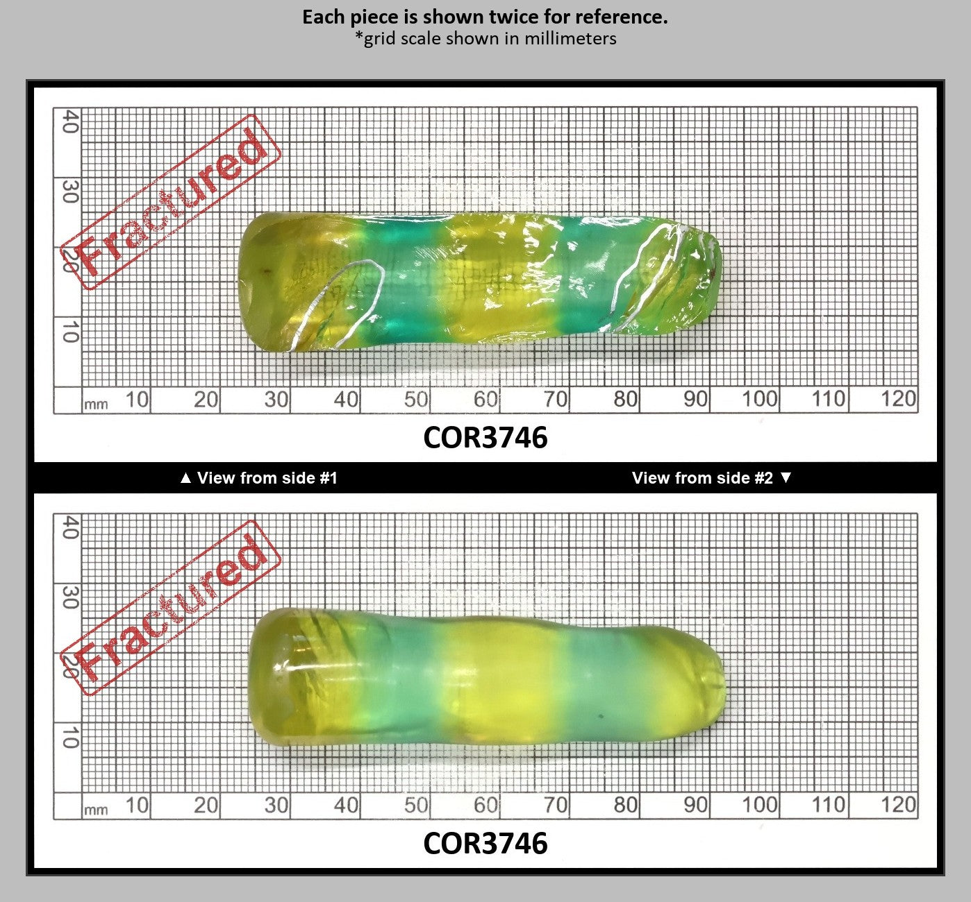 Yellow/Green Bi-Color Lab Created Corundum Sapphire Faceting Rough for Gem Cutting - Various Sizes - Split Boule : COR3746