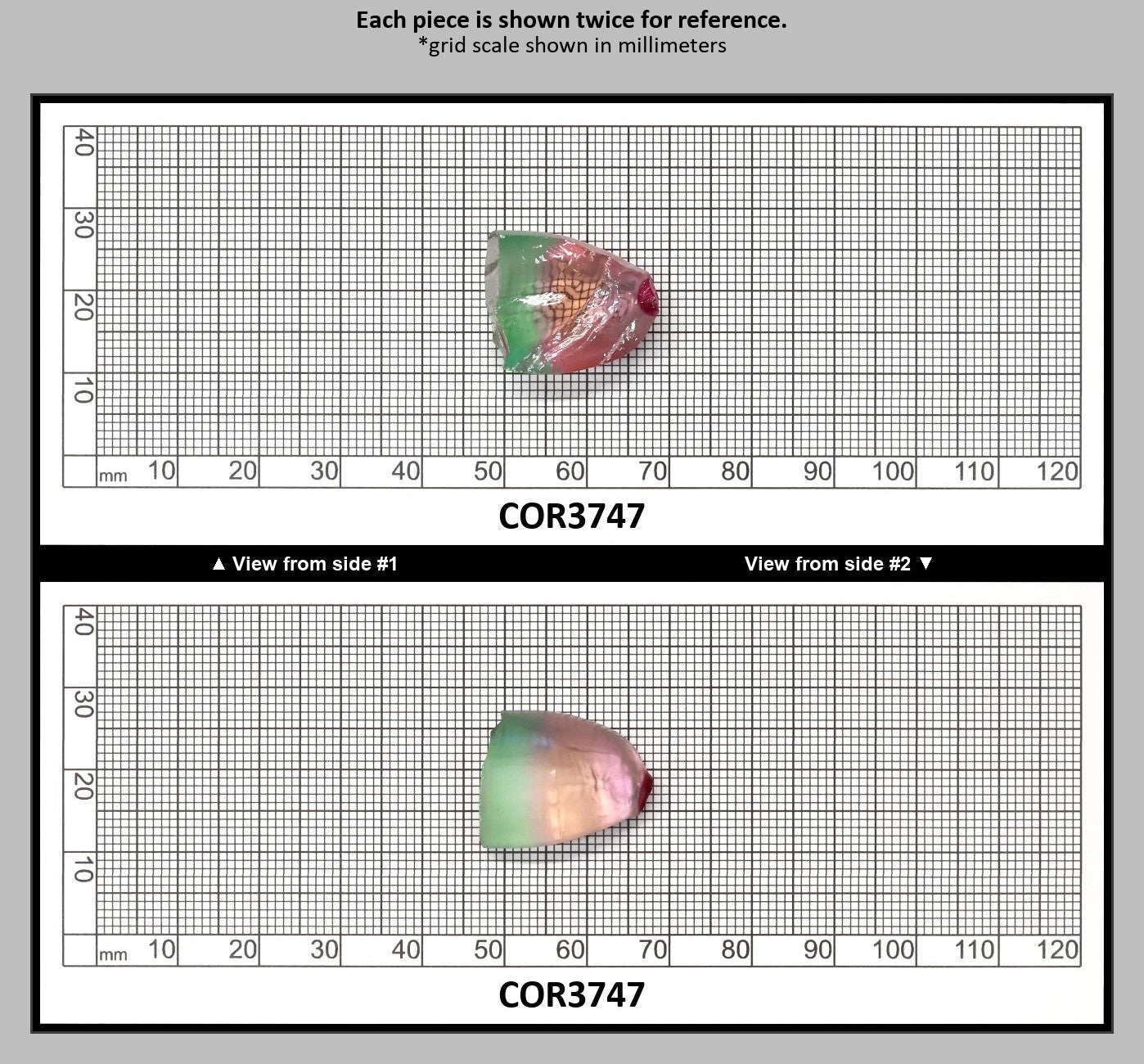 Sunrise/Green Bi-Color #16/#73 Lab Created Corundum Sapphire Faceting Rough : COR3747