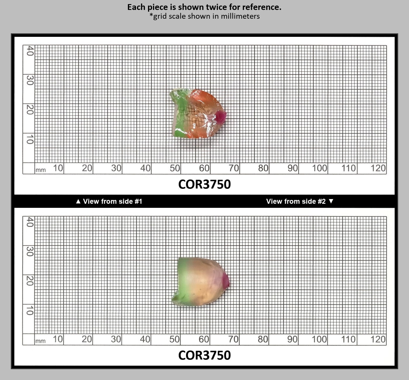 Sunrise/Green Bi-Color #16/#73 Lab Created Corundum Sapphire Faceting Rough : COR3750