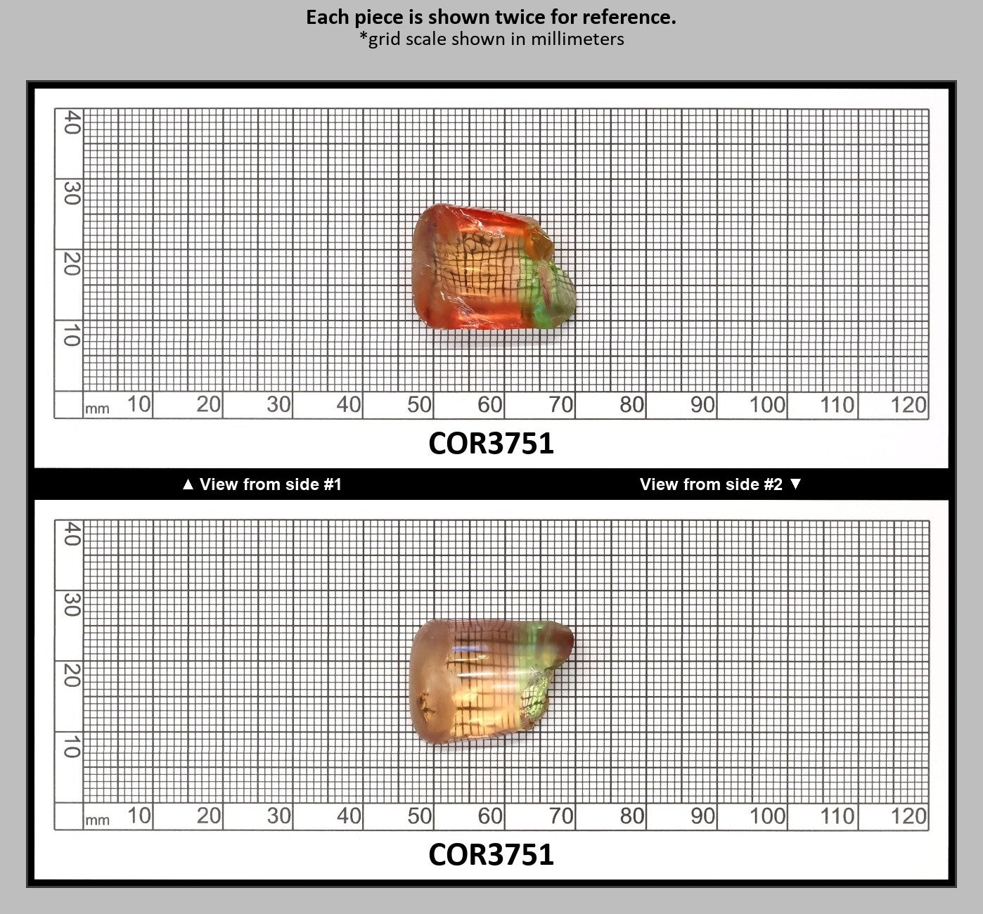 Sunrise/Green Bi-Color #16/#73 Lab Created Corundum Sapphire Faceting Rough : COR3751
