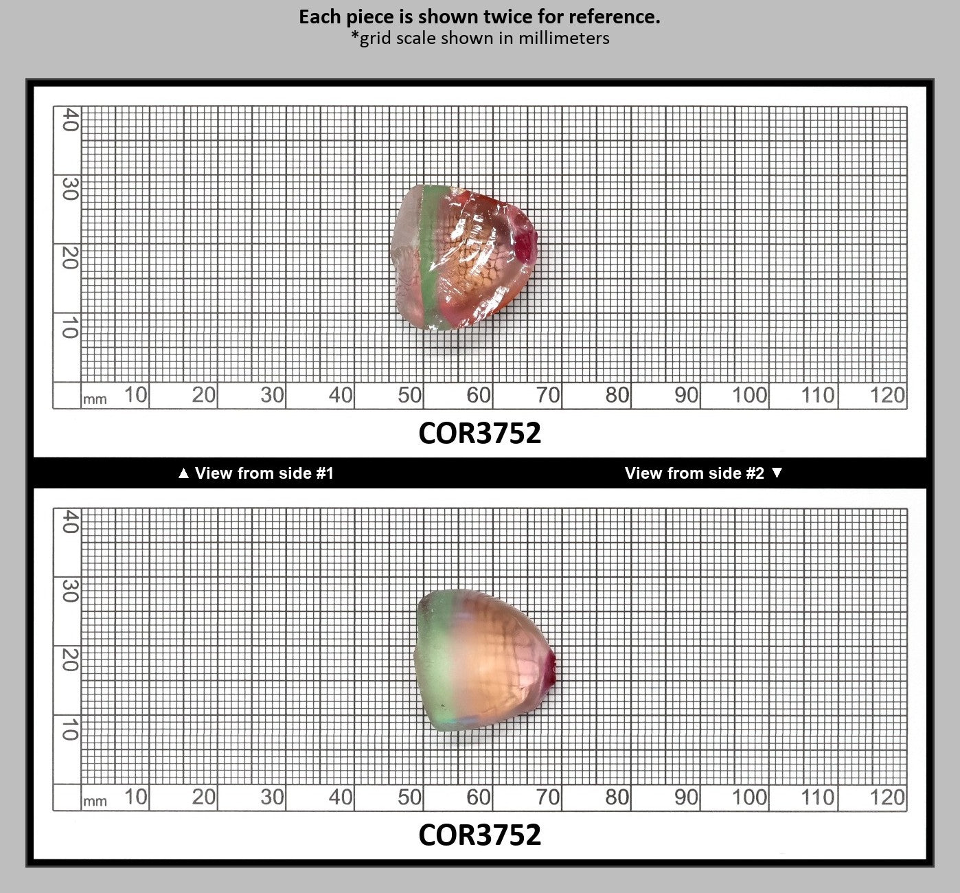 Sunrise/Green Bi-Color #16/#73 Lab Created Corundum Sapphire Faceting Rough : COR3752