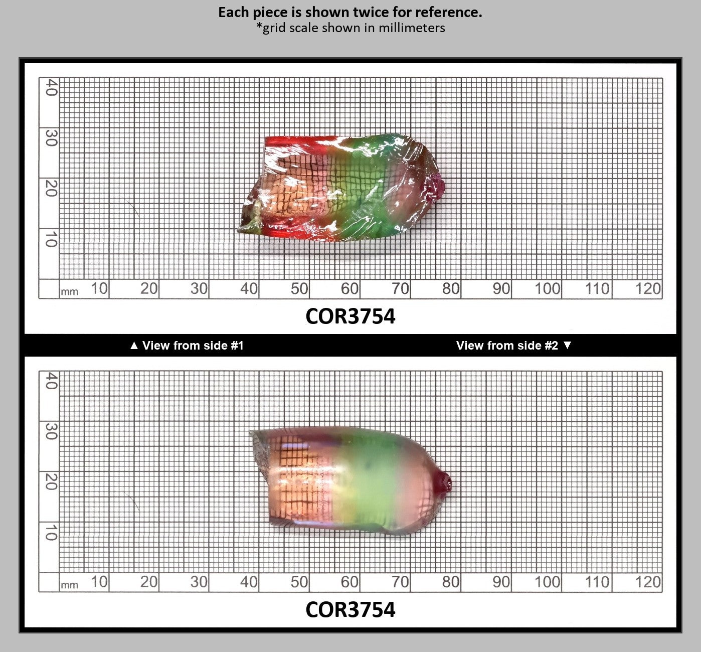 Sunrise/Green Bi-Color #16/#73 Lab Created Corundum Sapphire Faceting Rough : COR3754