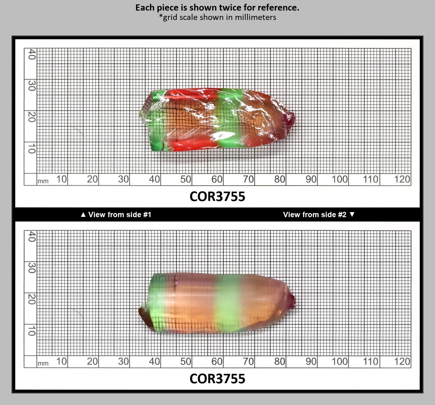 Sunrise/Green Bi-Color #16/#73 Lab Created Corundum Sapphire Faceting Rough : COR3755