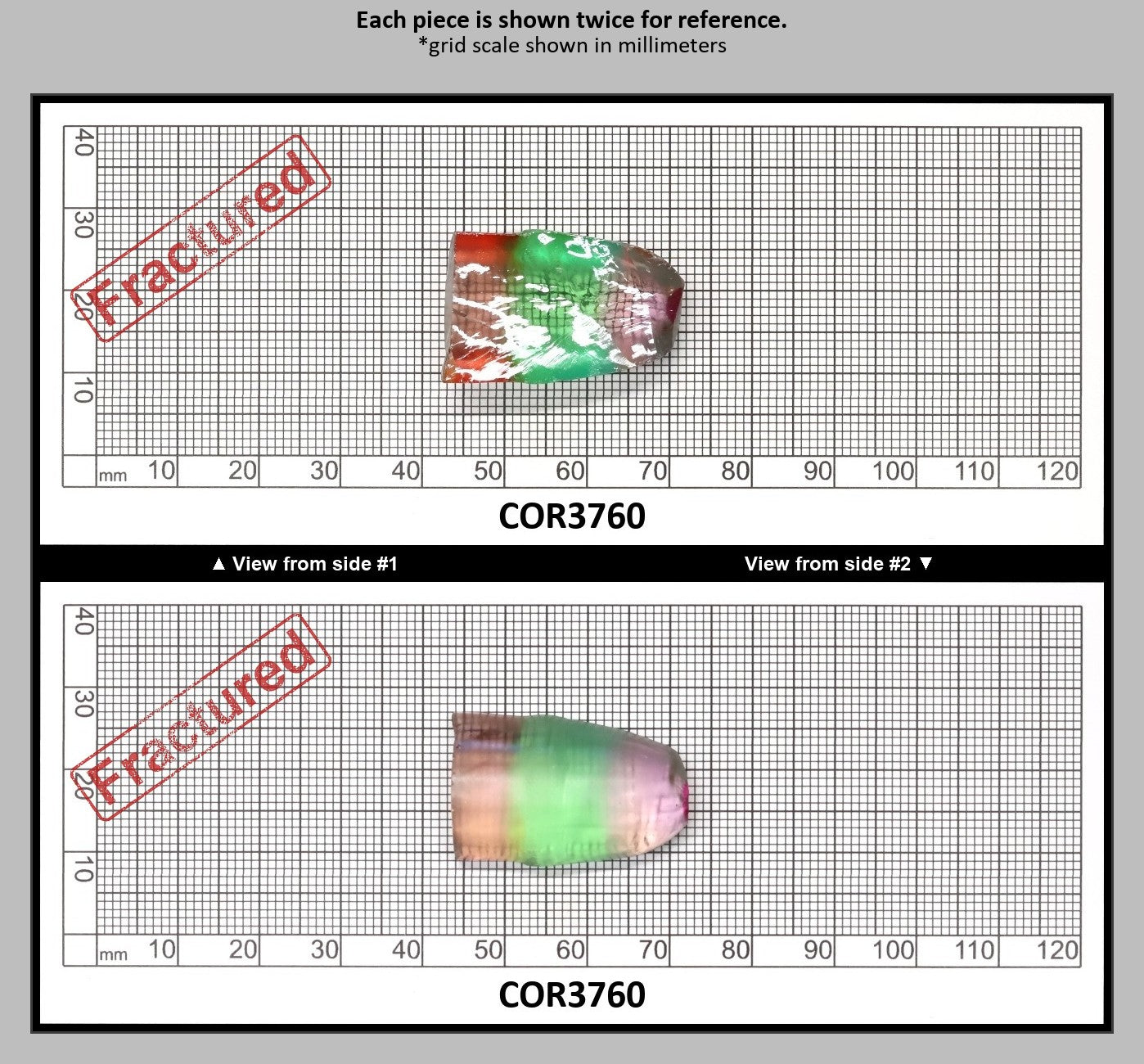 Sunrise/Green Bi-Color #16/#73 Lab Created Corundum Sapphire Faceting Rough : COR3760