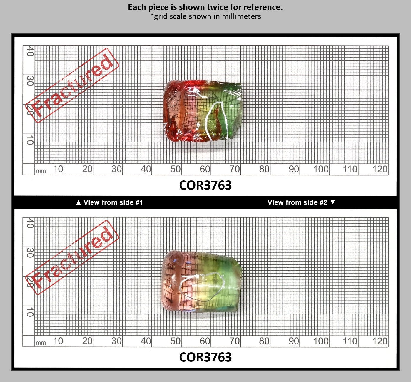Sunrise/Green Bi-Color #16/#73 Lab Created Corundum Sapphire Faceting Rough : COR3763