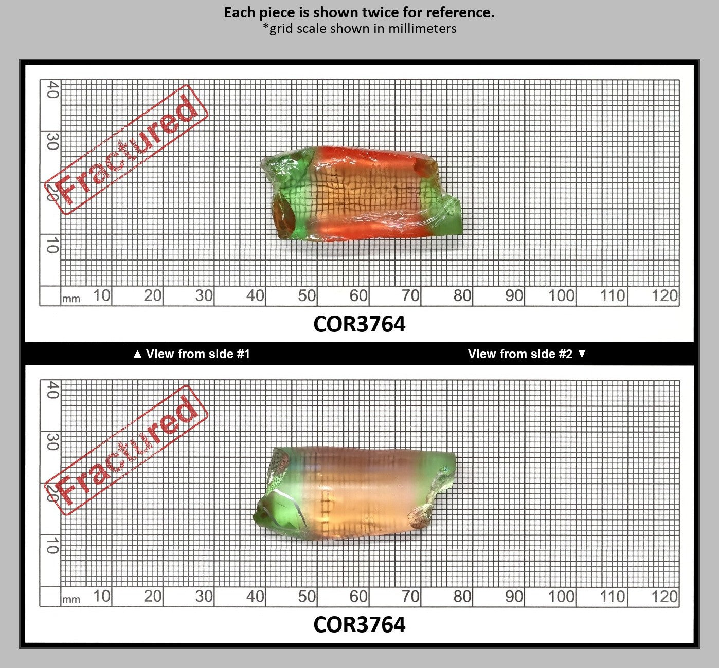 Sunrise/Green Bi-Color #16/#73 Lab Created Corundum Sapphire Faceting Rough : COR3764