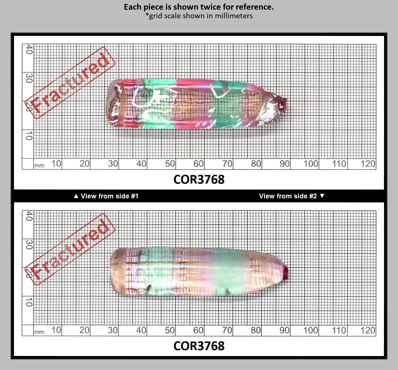 Sunrise/Green Bi-Color #16/#73 Lab Created Corundum Sapphire Faceting Rough : COR3768
