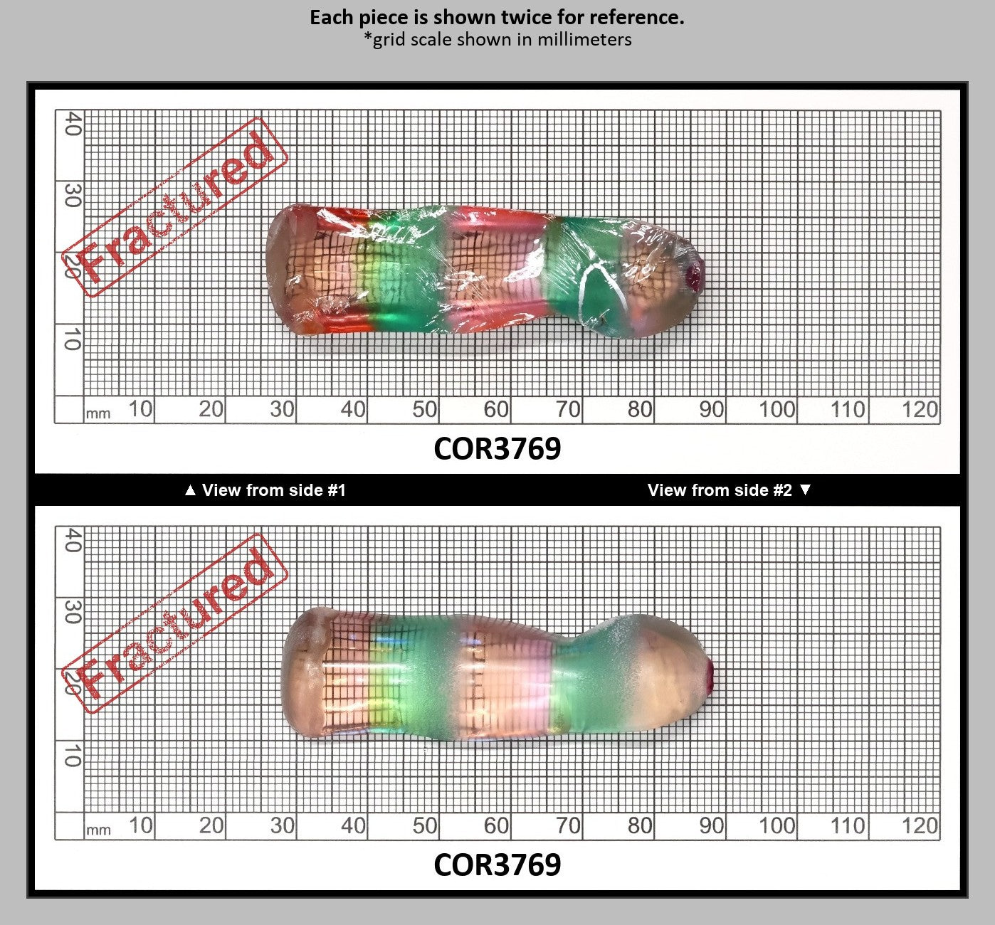 Sunrise/Green Bi-Color #16/#73 Lab Created Corundum Sapphire Faceting Rough : COR3769