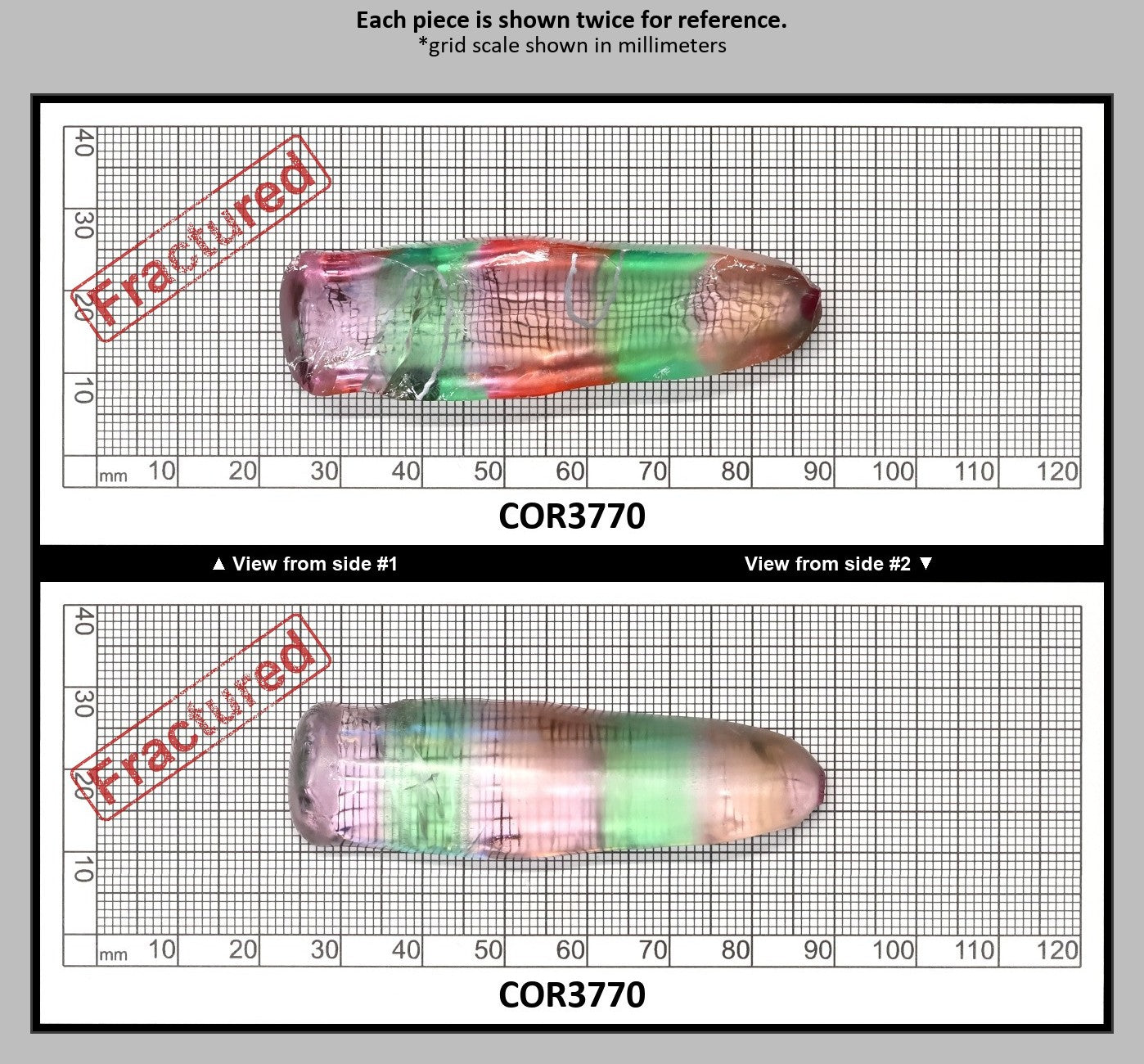 Sunrise/Green Bi-Color #16/#73 Lab Created Corundum Sapphire Faceting Rough : COR3770