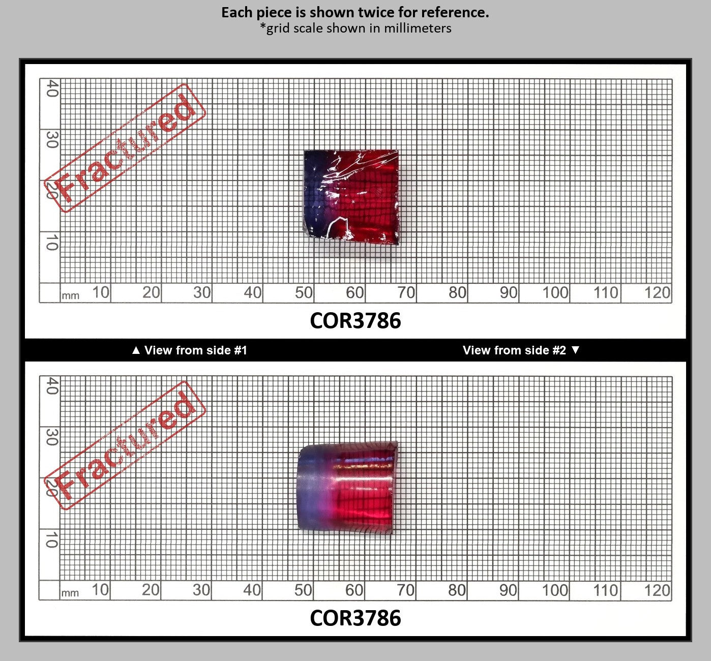 Blue/Pink Bi-Color Lab Created Corundum Sapphire Faceting Rough for Gem Cutting - Various Sizes - Split Boule : COR3786