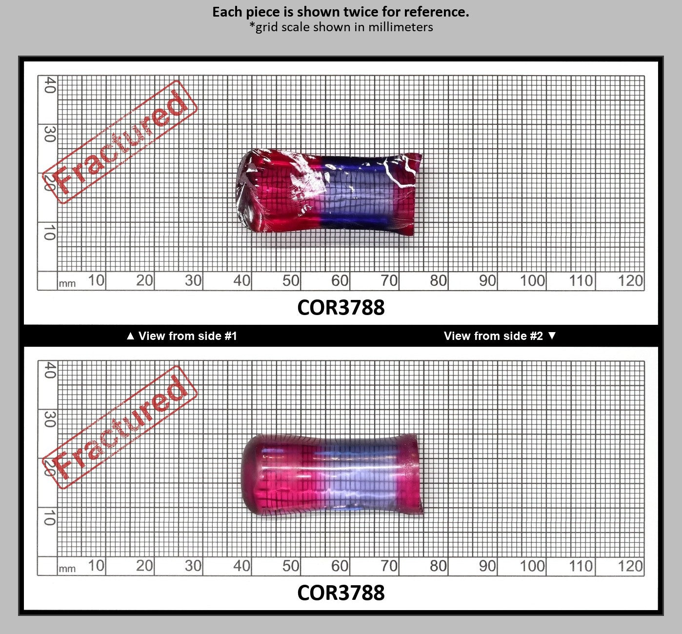 Blue/Pink Bi-Color Lab Created Corundum Sapphire Faceting Rough for Gem Cutting - Various Sizes - Split Boule : COR3788