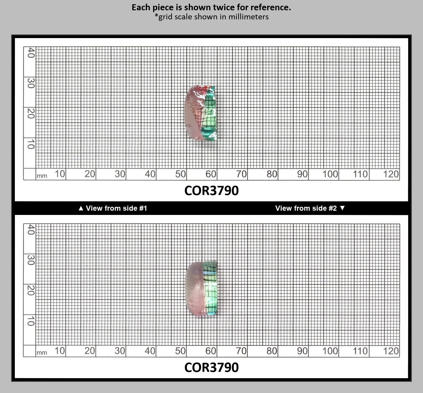 Peach/Green Bi-Color #18/#73 Lab Created Corundum Sapphire Faceting Rough : COR3790
