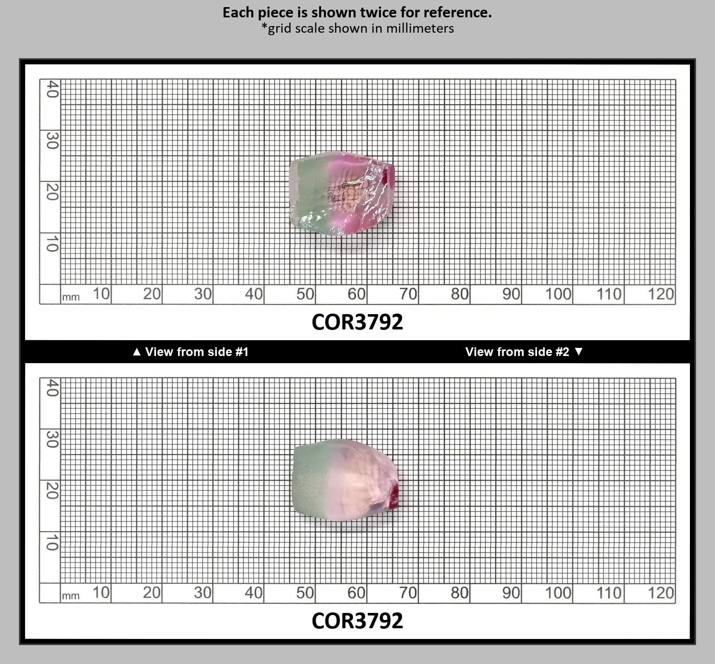 Peach/Green Bi-Color #18/#73 Lab Created Corundum Sapphire Faceting Rough : COR3792