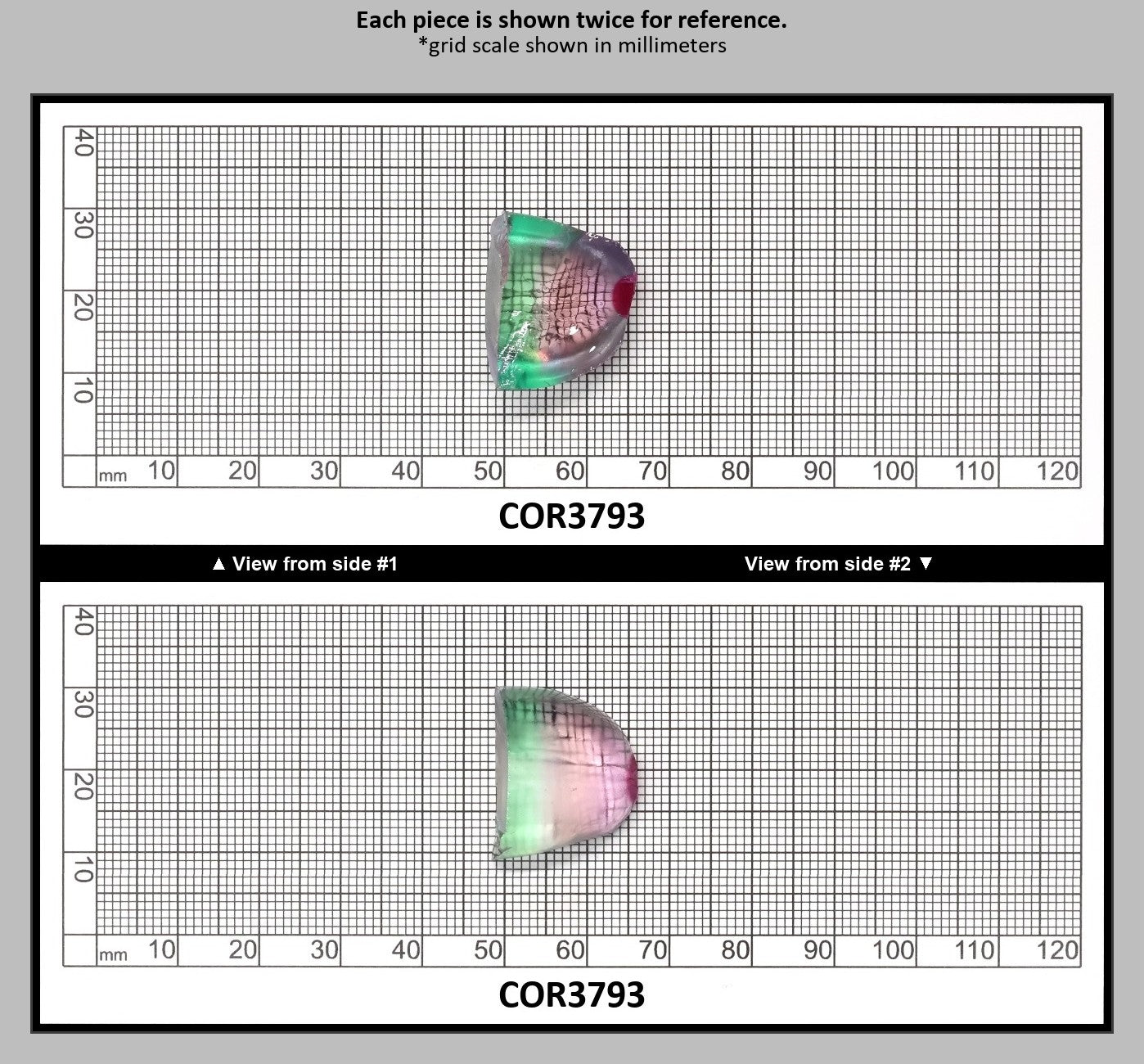 Peach/Green Bi-Color #18/#73 Lab Created Corundum Sapphire Faceting Rough : COR3793