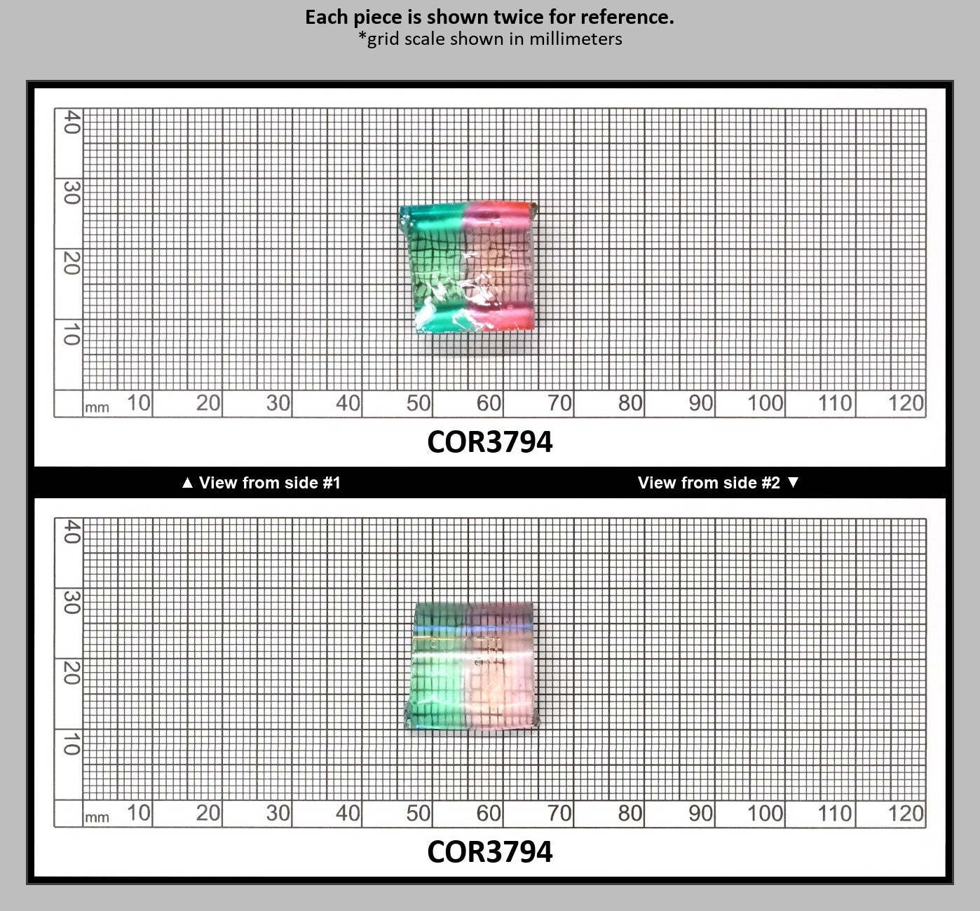 Peach/Green Bi-Color #18/#73 Lab Created Corundum Sapphire Faceting Rough : COR3794