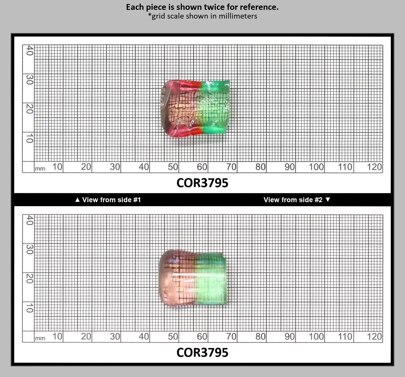 Peach/Green Bi-Color #18/#73 Lab Created Corundum Sapphire Faceting Rough : COR3795