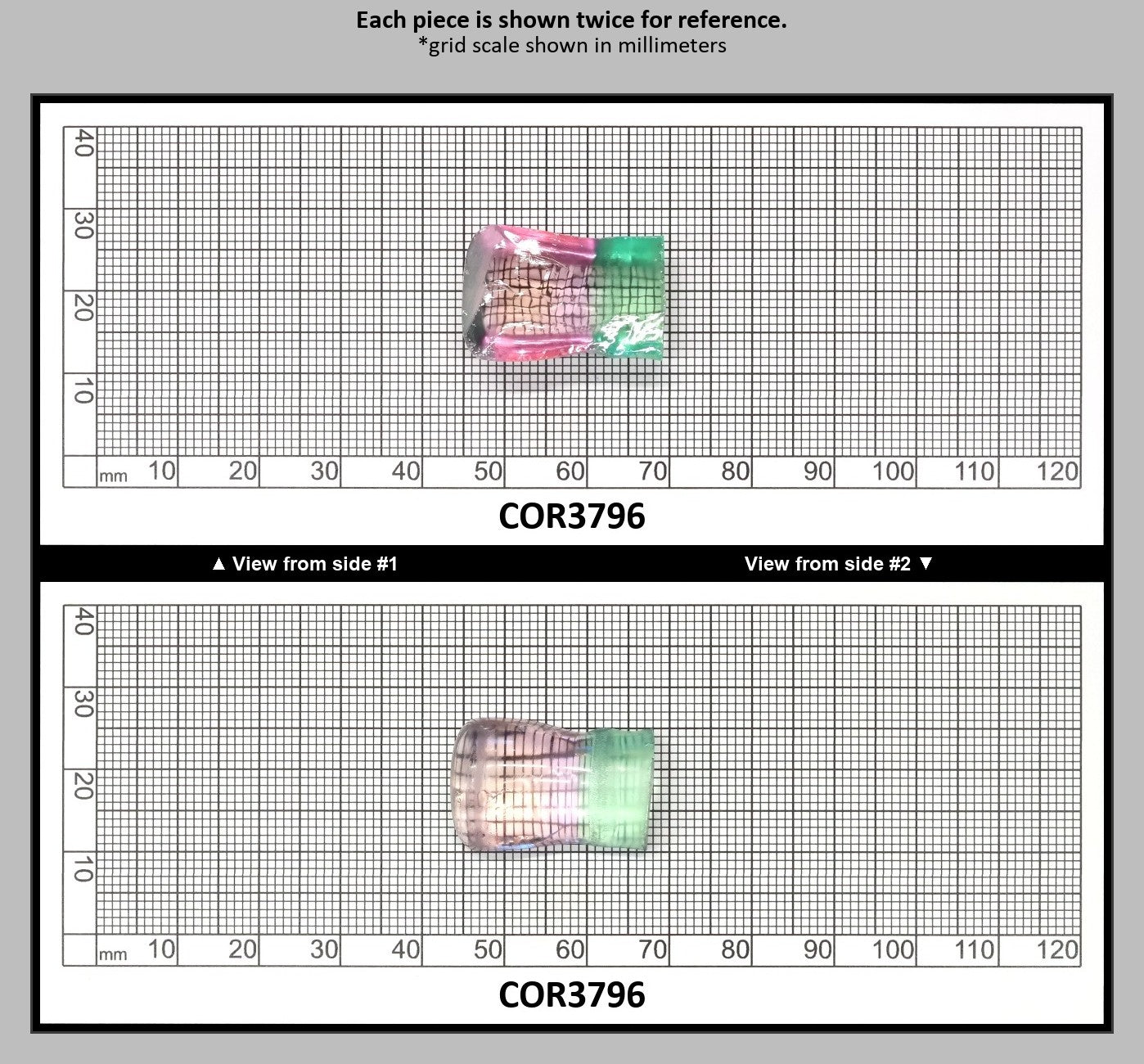 Peach/Green Bi-Color #18/#73 Lab Created Corundum Sapphire Faceting Rough : COR3796
