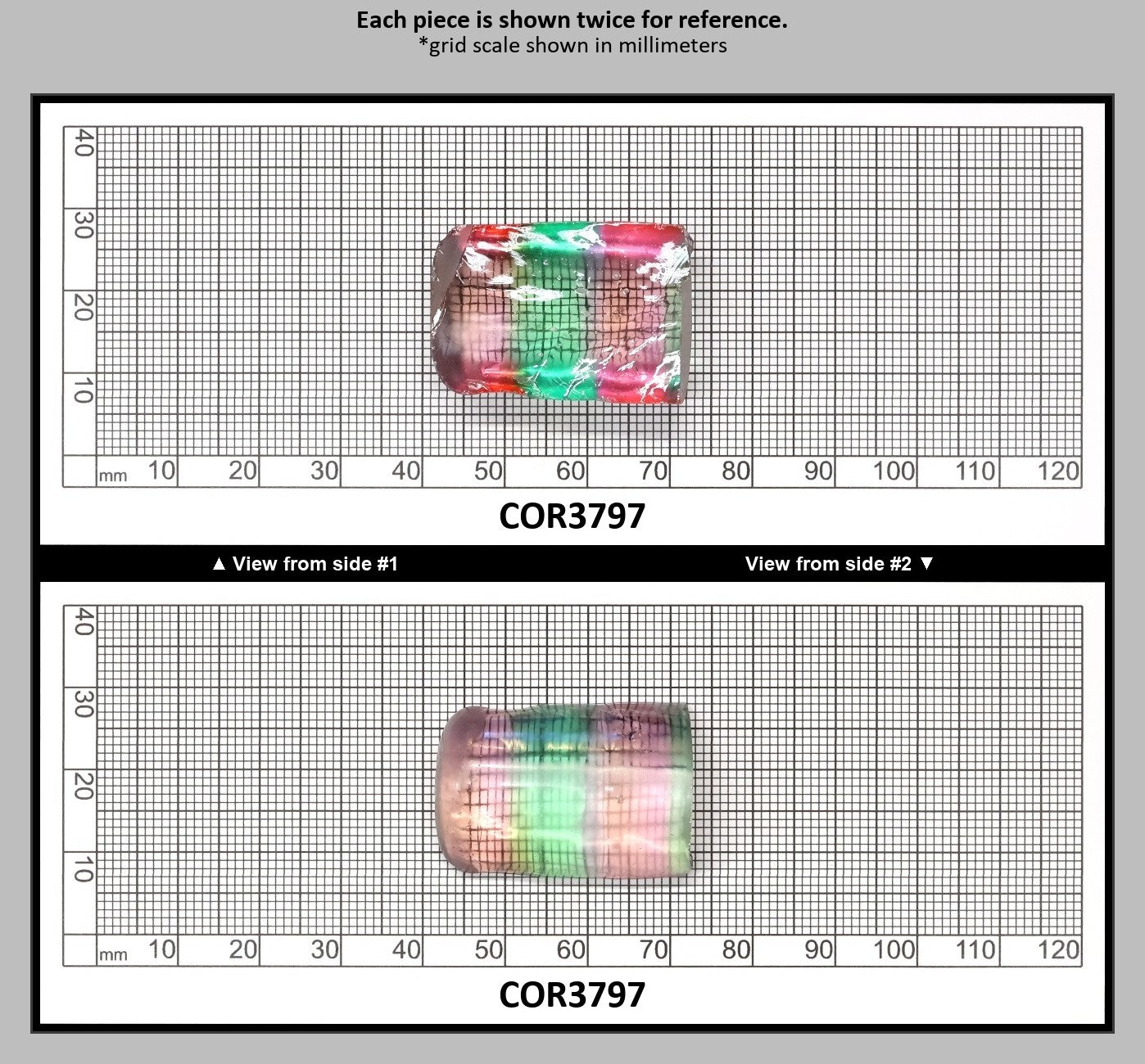 Peach/Green Bi-Color #18/#73 Lab Created Corundum Sapphire Faceting Rough : COR3797