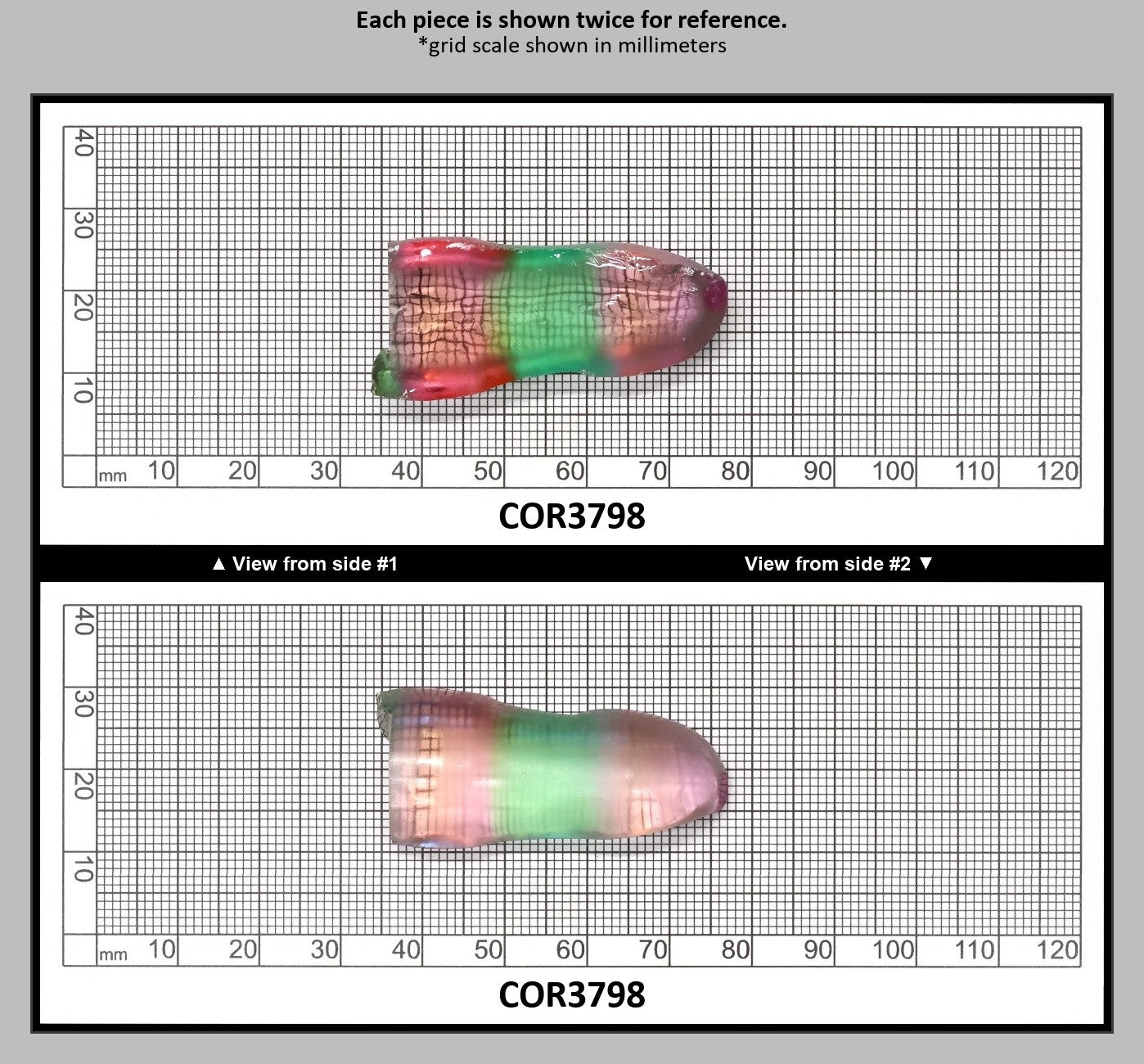 Peach/Green Bi-Color #18/#73 Lab Created Corundum Sapphire Faceting Rough : COR3798