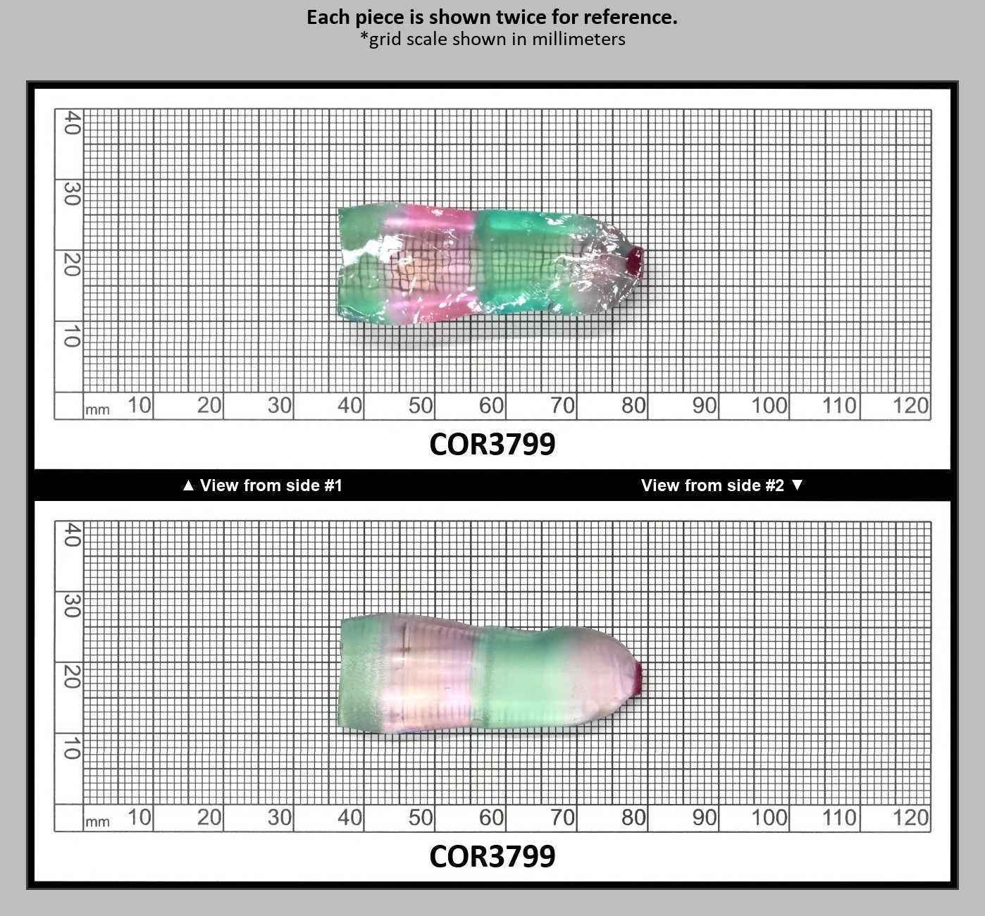 Peach/Green Bi-Color #18/#73 Lab Created Corundum Sapphire Faceting Rough : COR3799