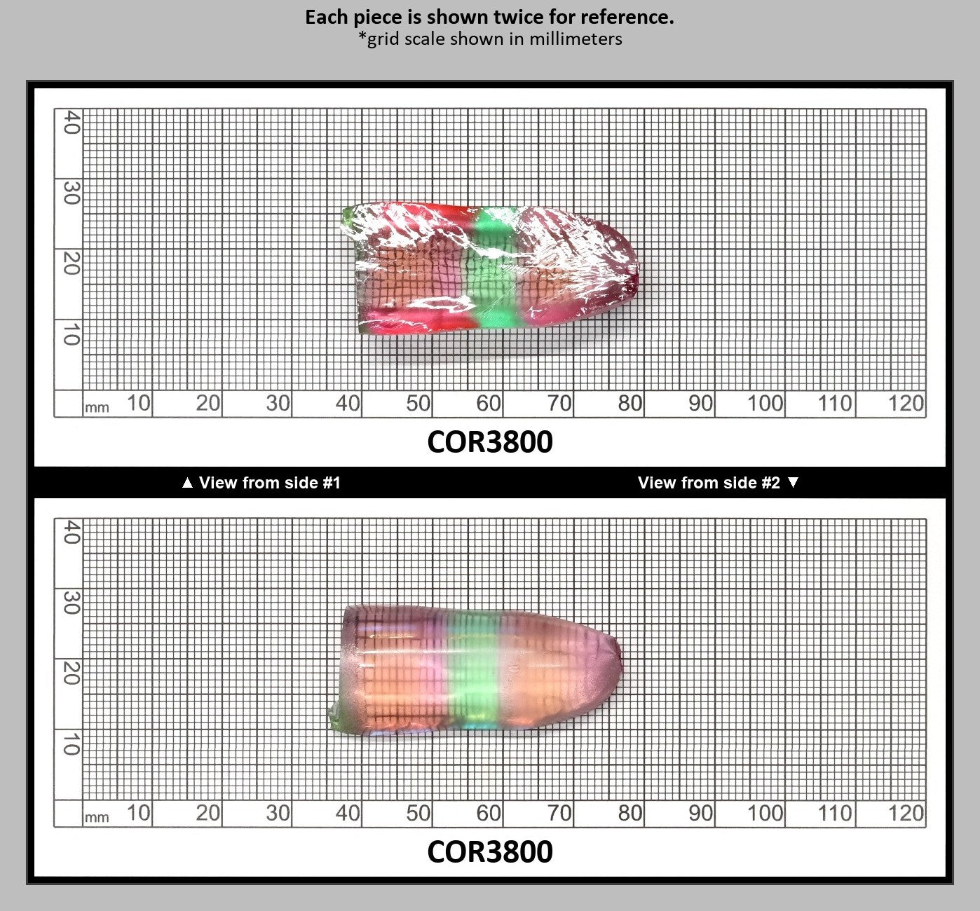 Peach/Green Bi-Color #18/#73 Lab Created Corundum Sapphire Faceting Rough : COR3800