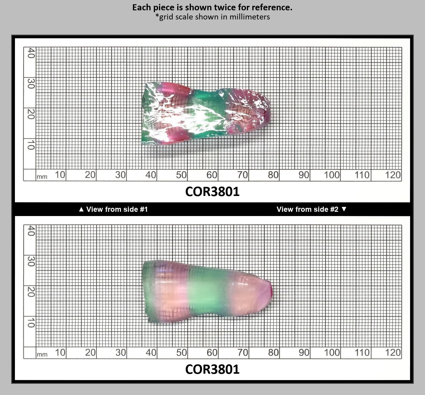 Peach/Green Bi-Color #18/#73 Lab Created Corundum Sapphire Faceting Rough : COR3801