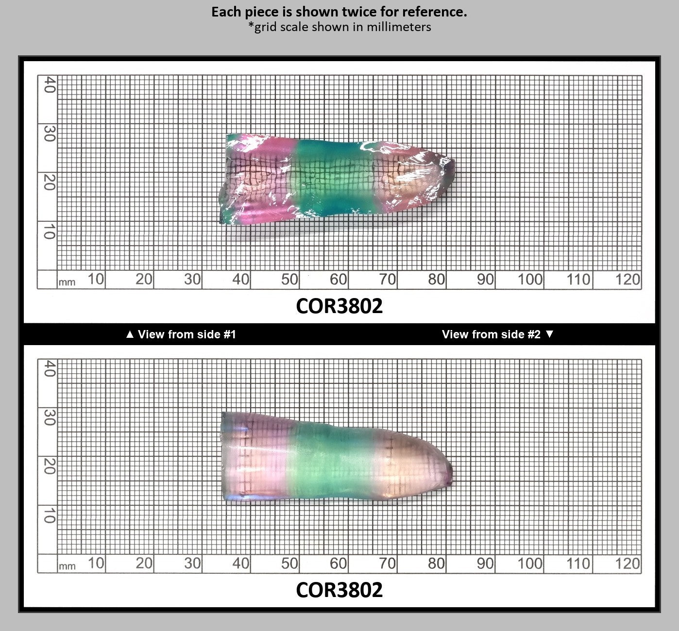 Peach/Green Bi-Color #18/#73 Lab Created Corundum Sapphire Faceting Rough : COR3802