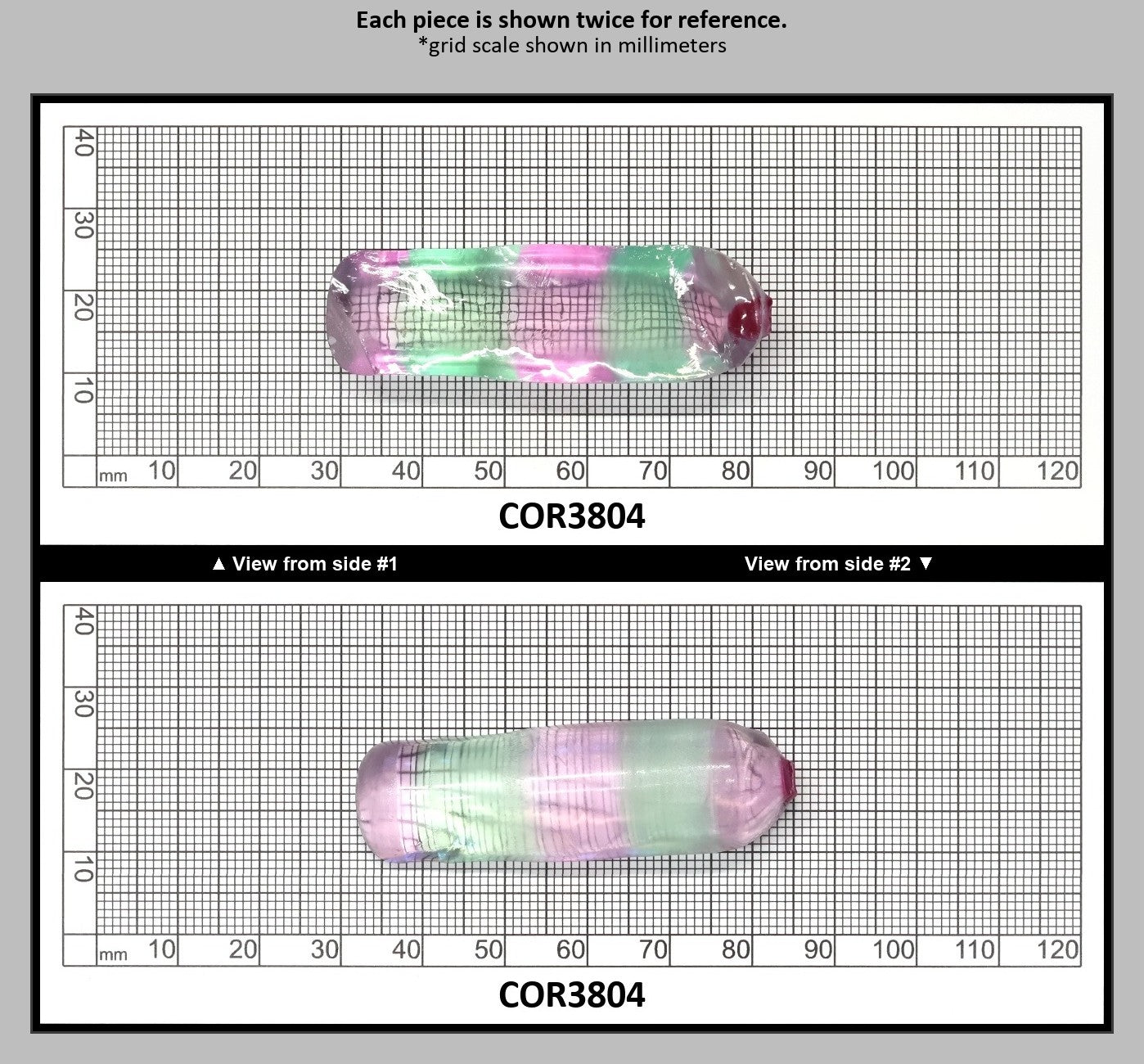 Peach/Green Bi-Color #18/#73 Lab Created Corundum Sapphire Faceting Rough : COR3804