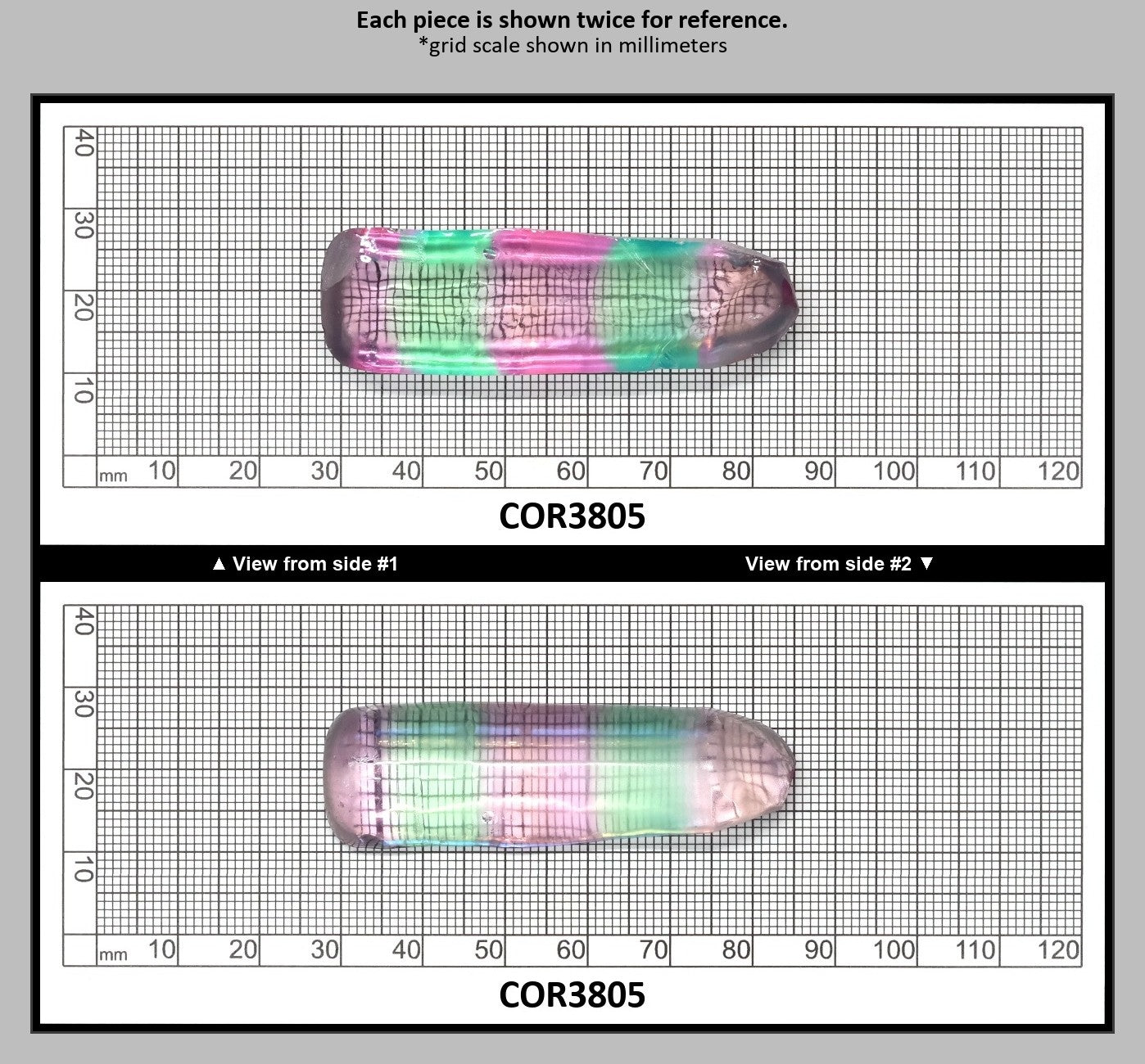Peach/Green Bi-Color #18/#73 Lab Created Corundum Sapphire Faceting Rough : COR3805