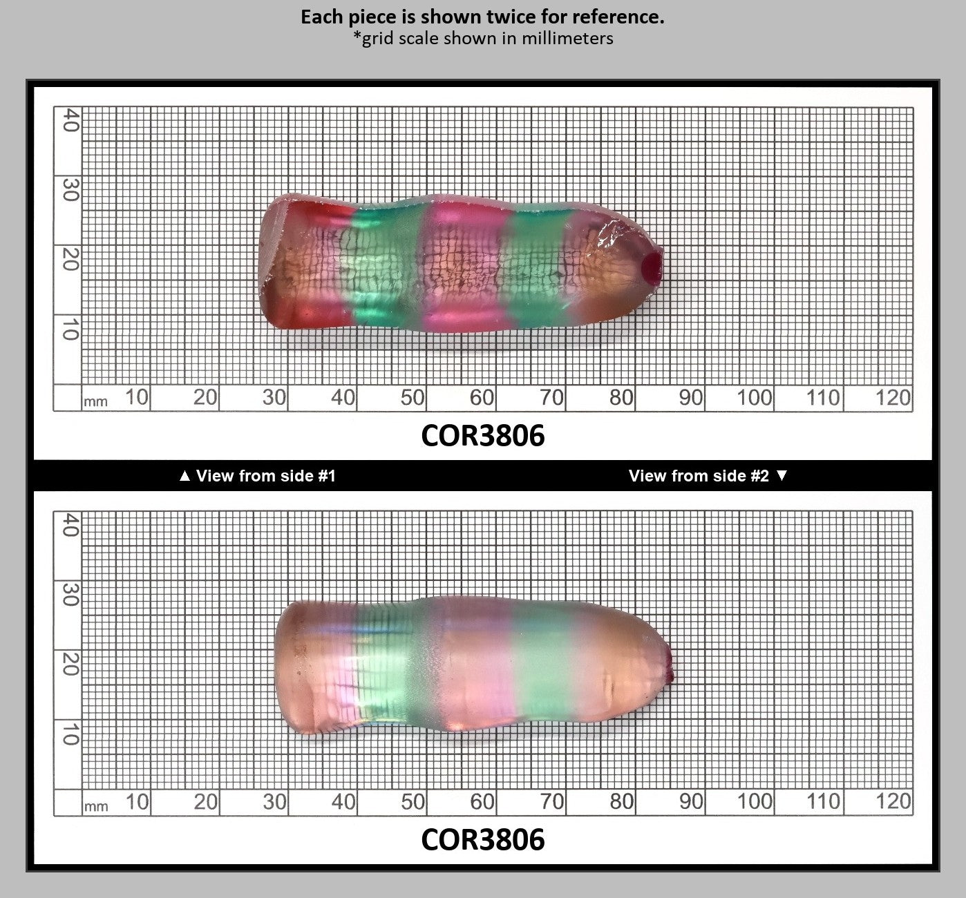 Peach/Green Bi-Color #18/#73 Lab Created Corundum Sapphire Faceting Rough : COR3806
