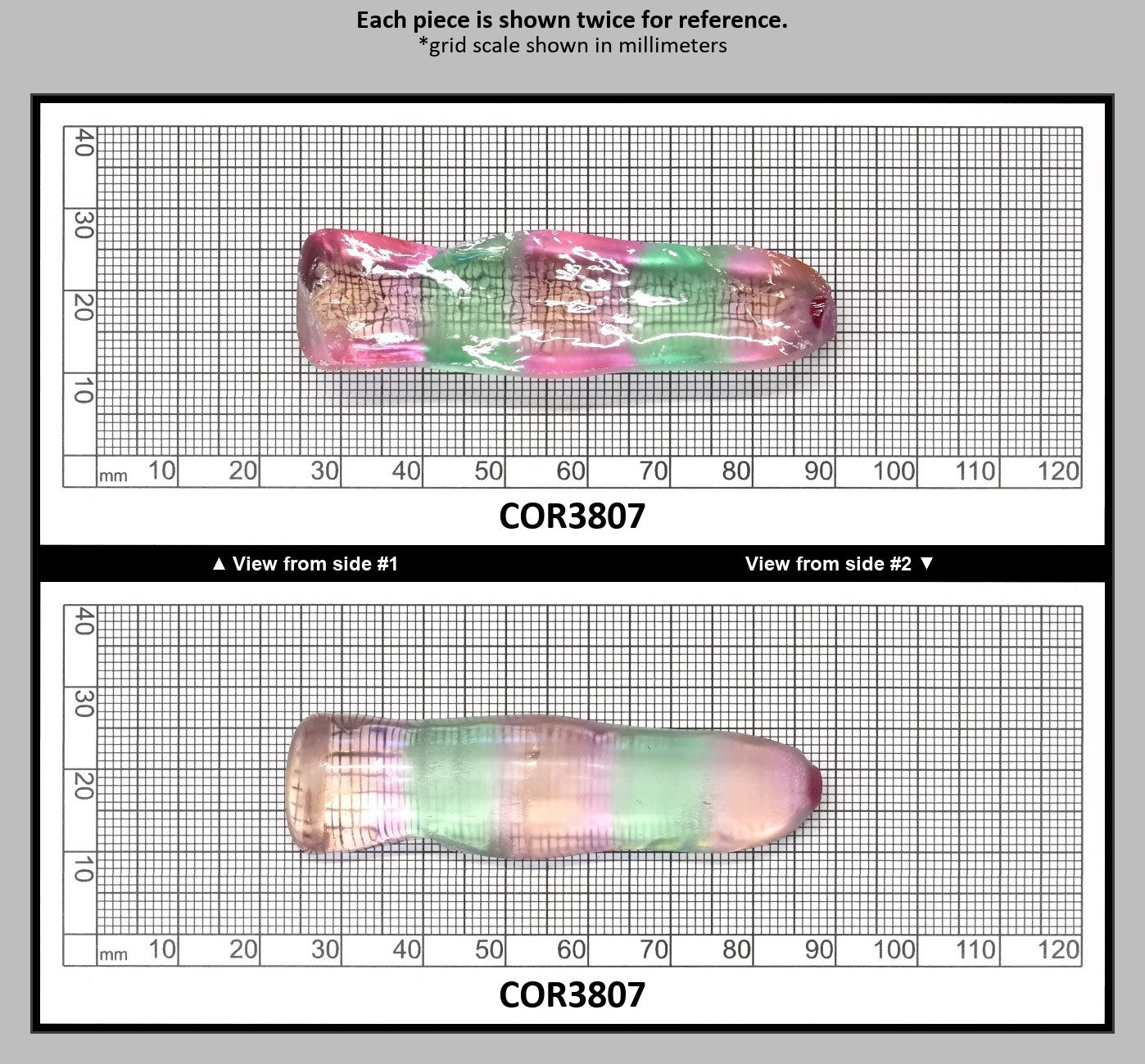 Peach/Green Bi-Color #18/#73 Lab Created Corundum Sapphire Faceting Rough : COR3807
