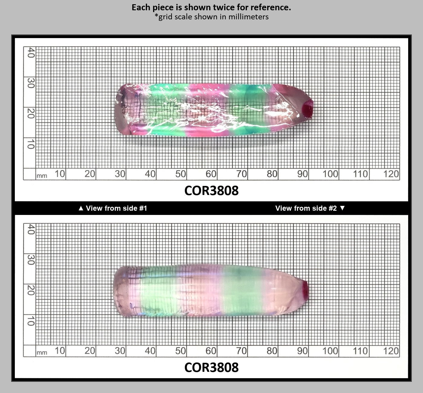 Peach/Green Bi-Color #18/#73 Lab Created Corundum Sapphire Faceting Rough : COR3808
