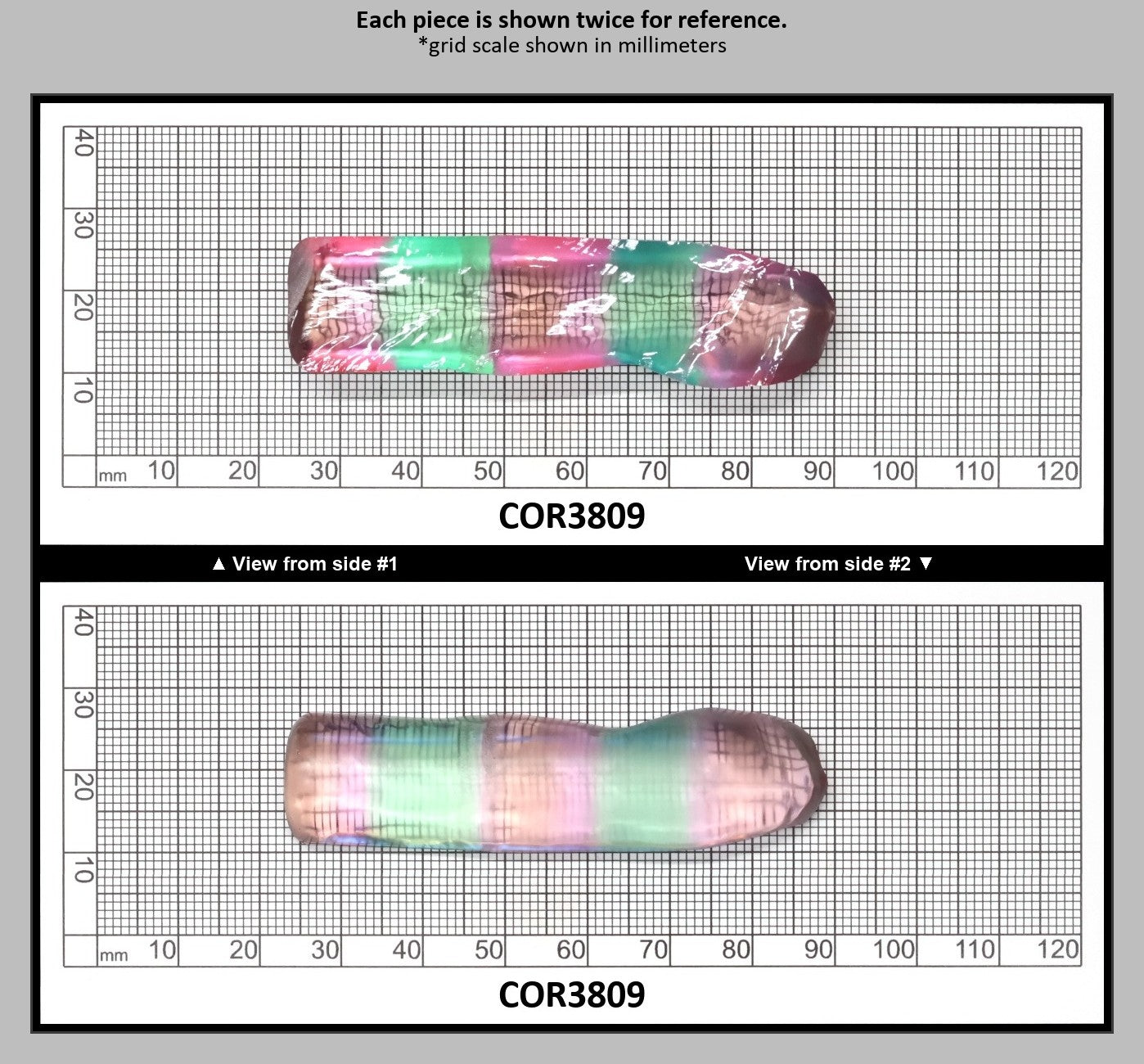 Peach/Green Bi-Color #18/#73 Lab Created Corundum Sapphire Faceting Rough : COR3809