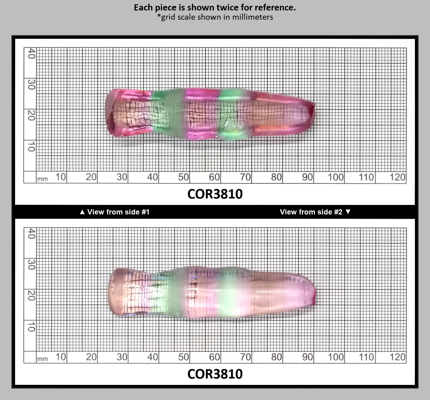 Peach/Green Bi-Color #18/#73 Lab Created Corundum Sapphire Faceting Rough : COR3810