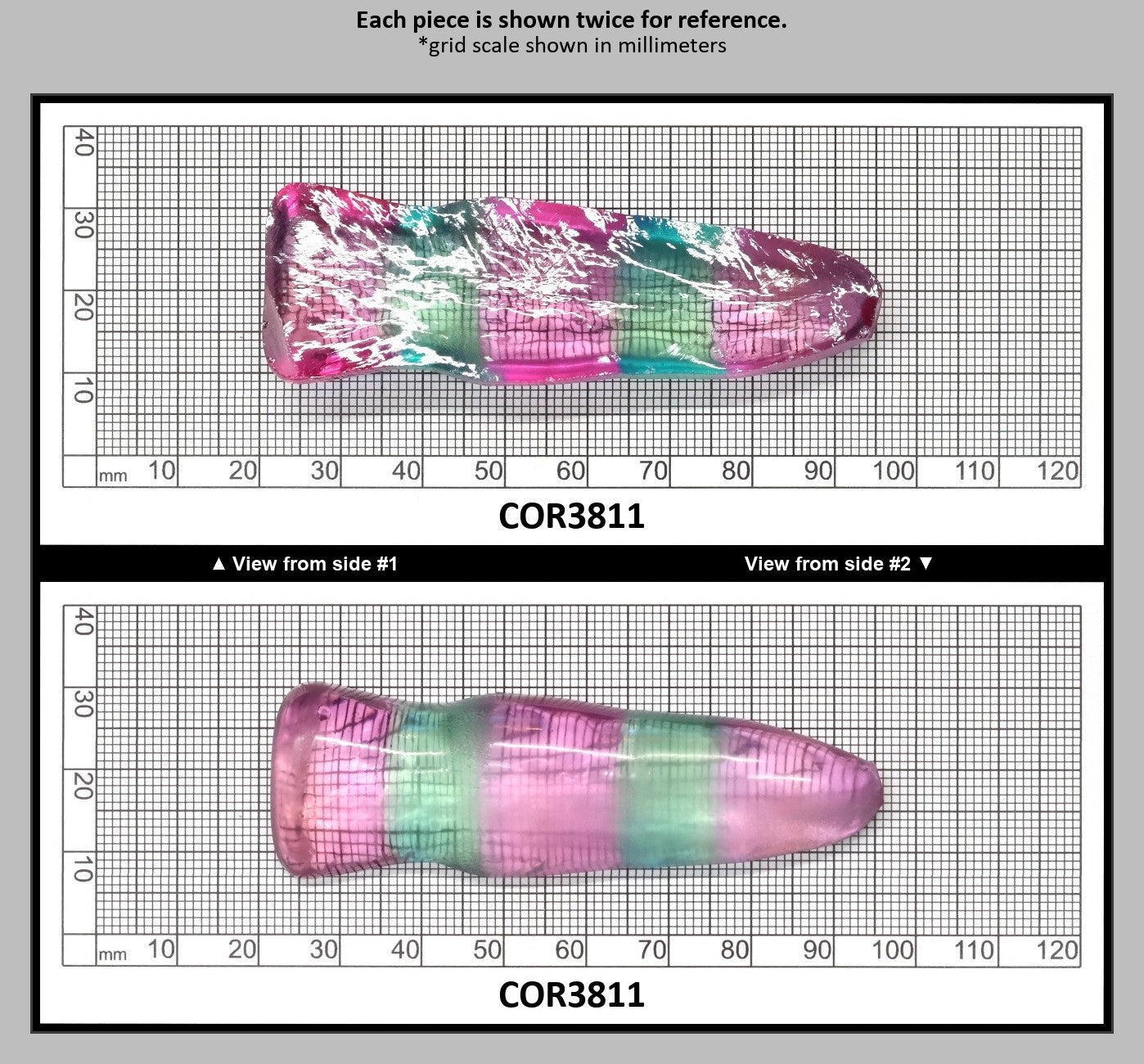Peach/Green Bi-Color #18/#73 Lab Created Corundum Sapphire Faceting Rough : COR3811