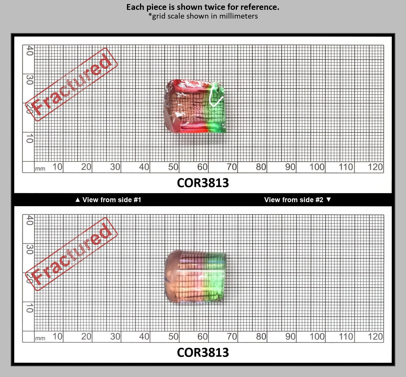 Peach/Green Bi-Color #18/#73 Lab Created Corundum Sapphire Faceting Rough : COR3813