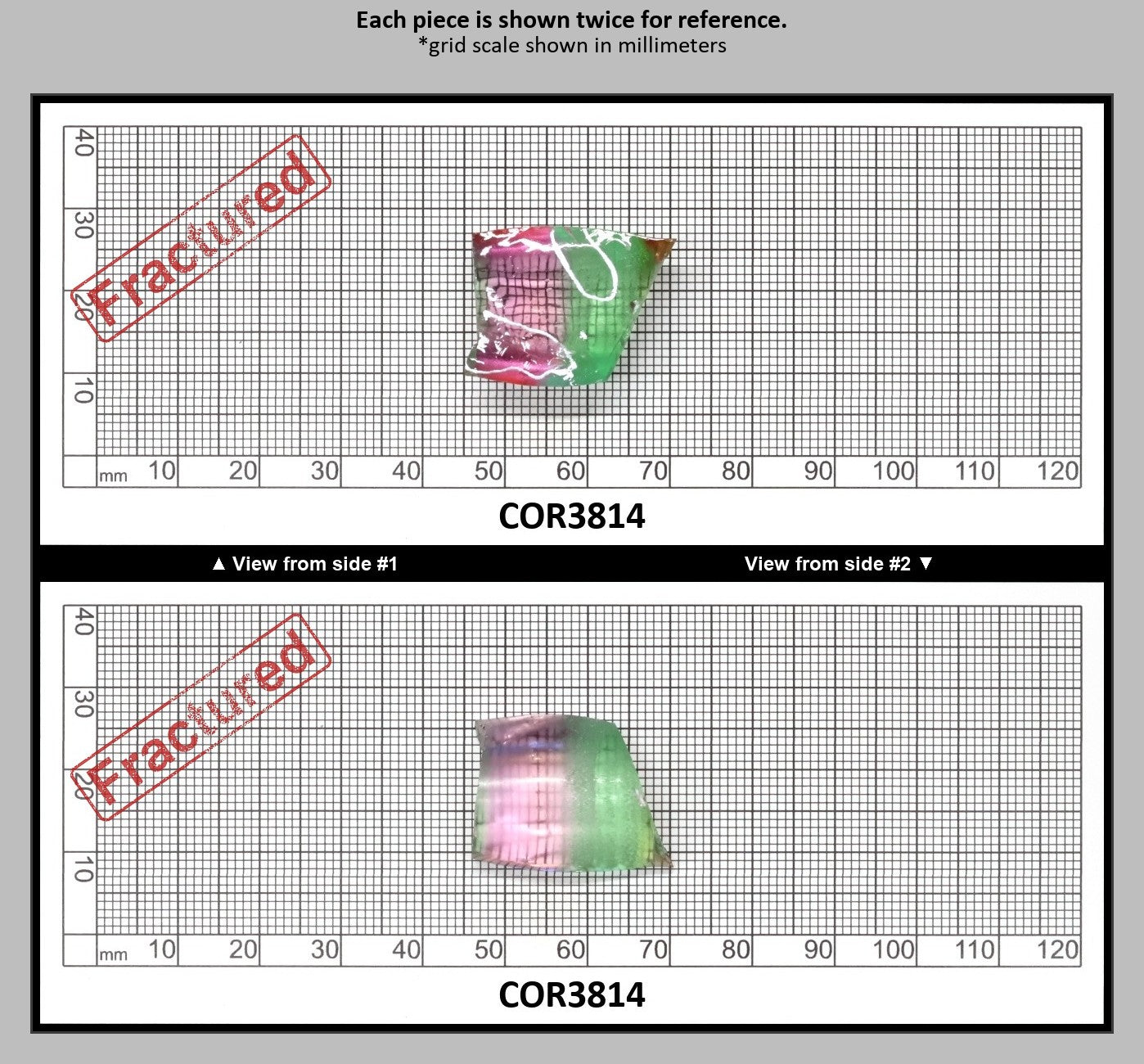 Peach/Green Bi-Color #18/#73 Lab Created Corundum Sapphire Faceting Rough : COR3814