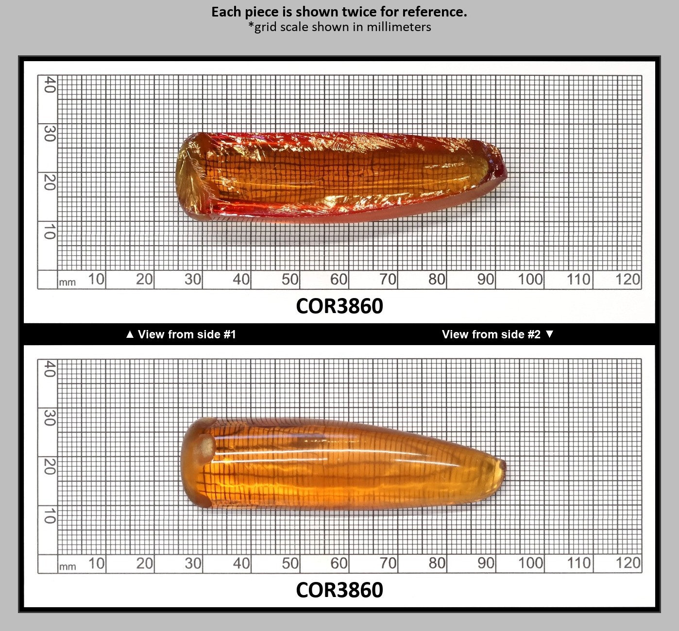 Orange #22 Lab Created Corundum Faceting Rough for Gem Cutting - Various Sizes - Split Boule : COR3860