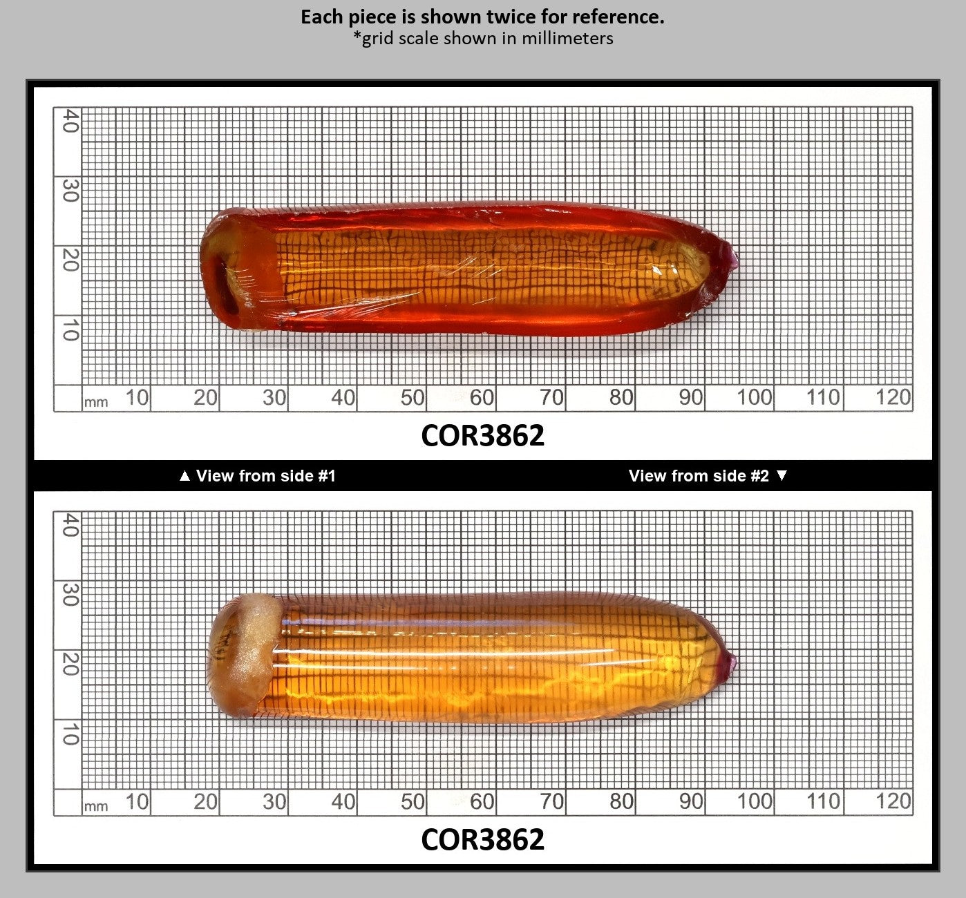 Orange #22 Lab Created Corundum Faceting Rough for Gem Cutting - Various Sizes - Split Boule : COR3862