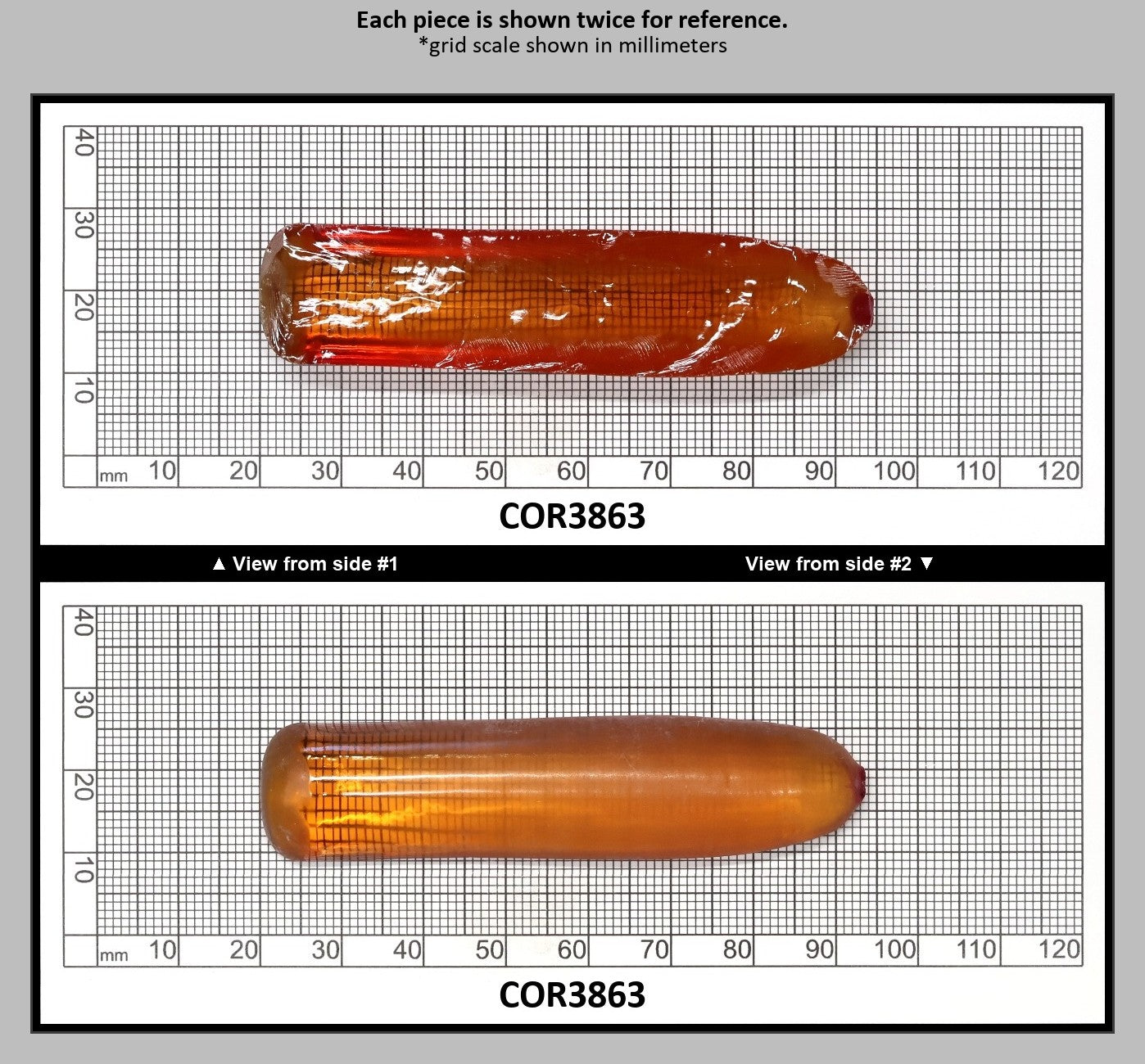 Orange #22 Lab Created Corundum Faceting Rough for Gem Cutting - Various Sizes - Split Boule : COR3863