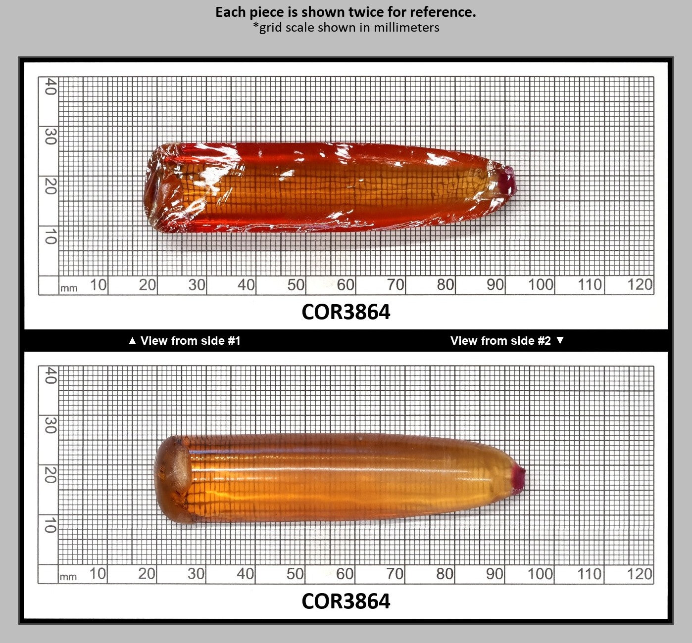 Orange #22 Lab Created Corundum Faceting Rough for Gem Cutting - Various Sizes - Split Boule : COR3864