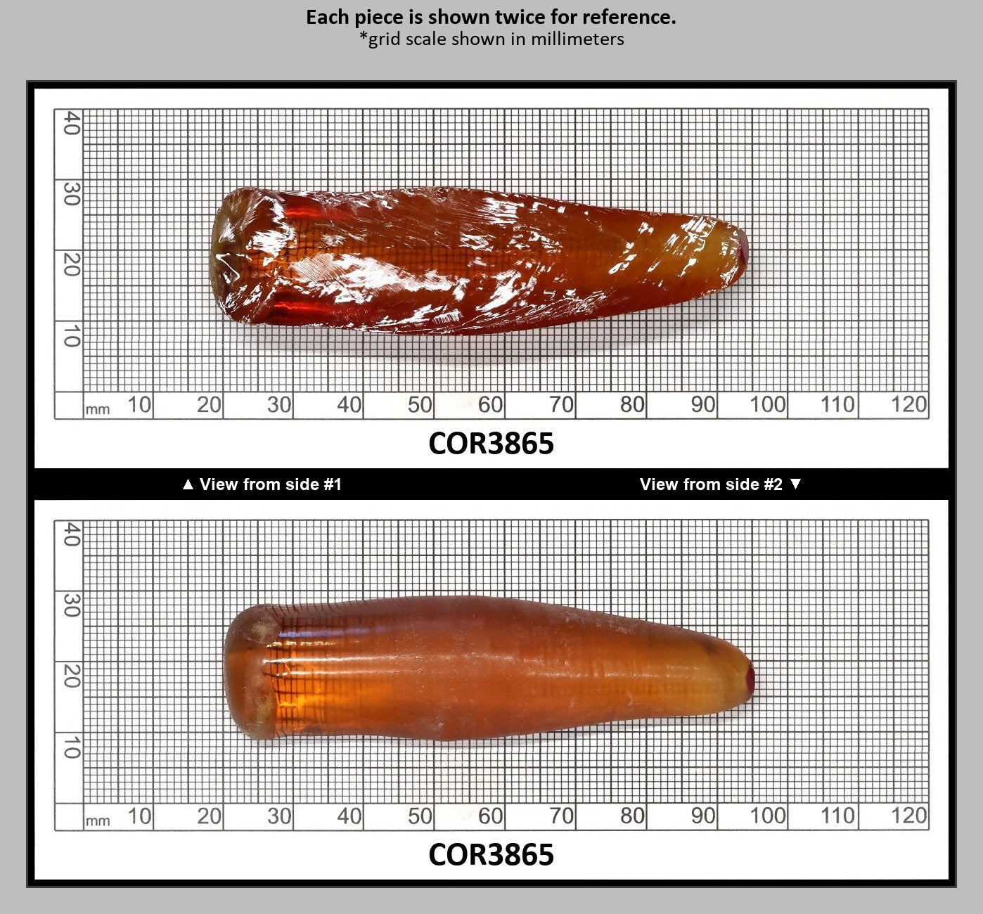 Orange #22 Lab Created Corundum Faceting Rough for Gem Cutting - Various Sizes - Split Boule : COR3865