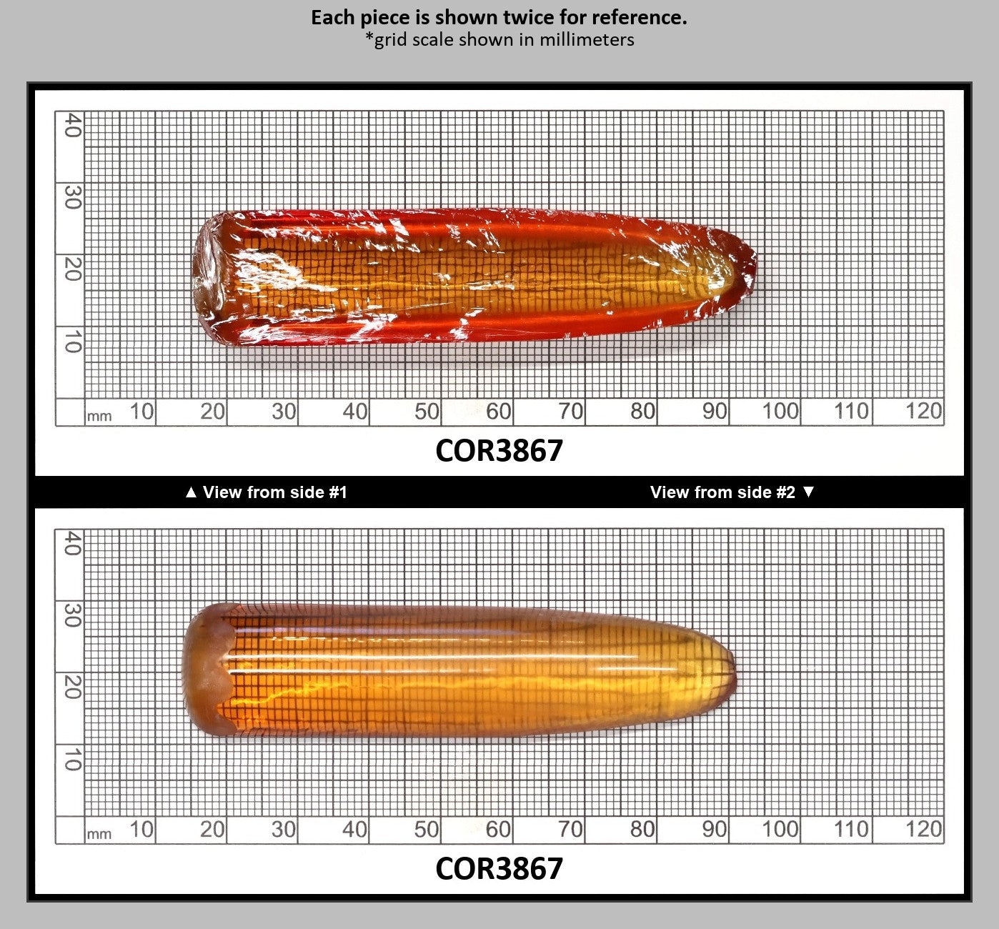 Orange #22 Lab Created Corundum Faceting Rough for Gem Cutting - Various Sizes - Split Boule : COR3867