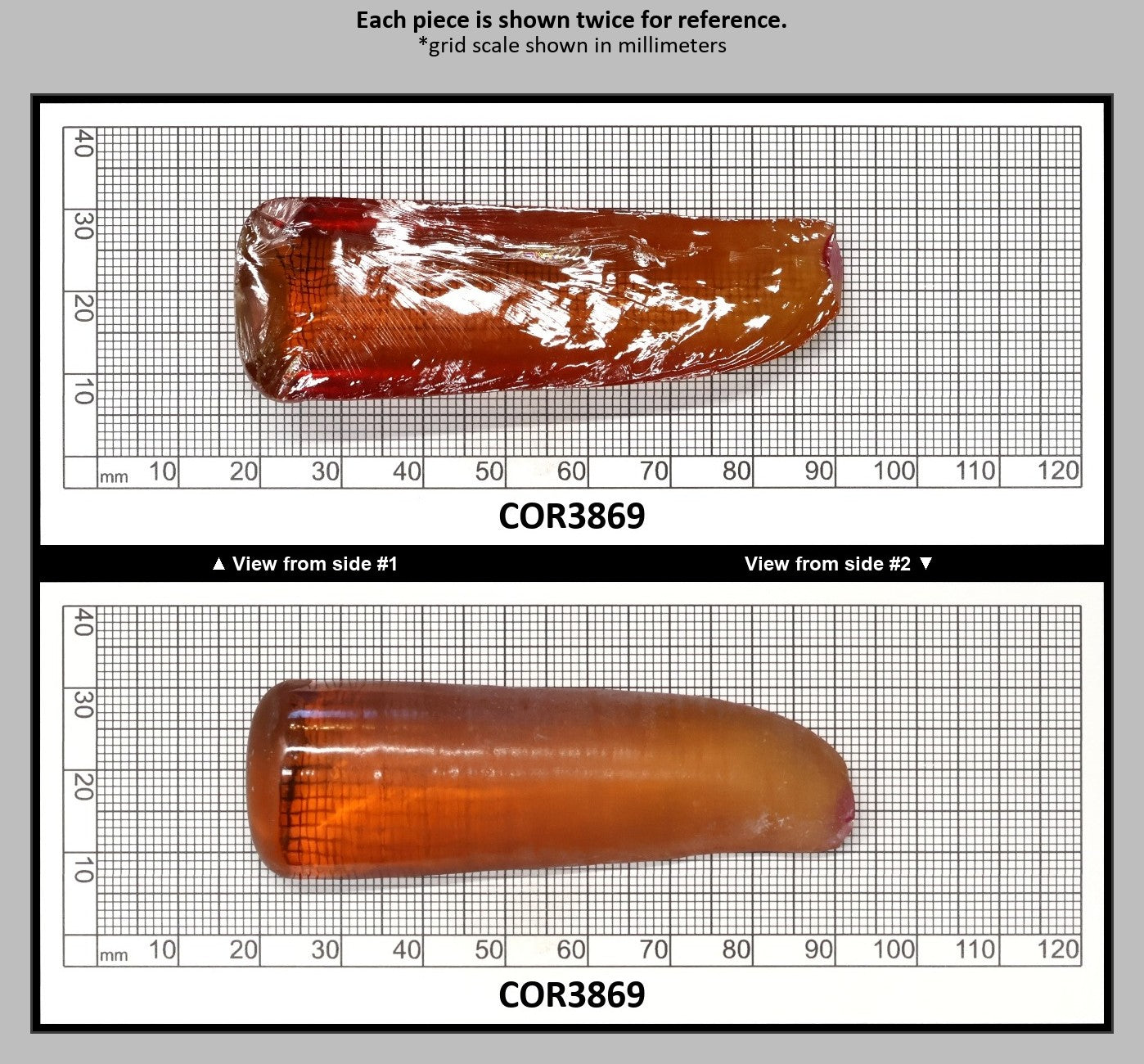 Orange #22 Lab Created Corundum Faceting Rough for Gem Cutting - Various Sizes - Split Boule : COR3869