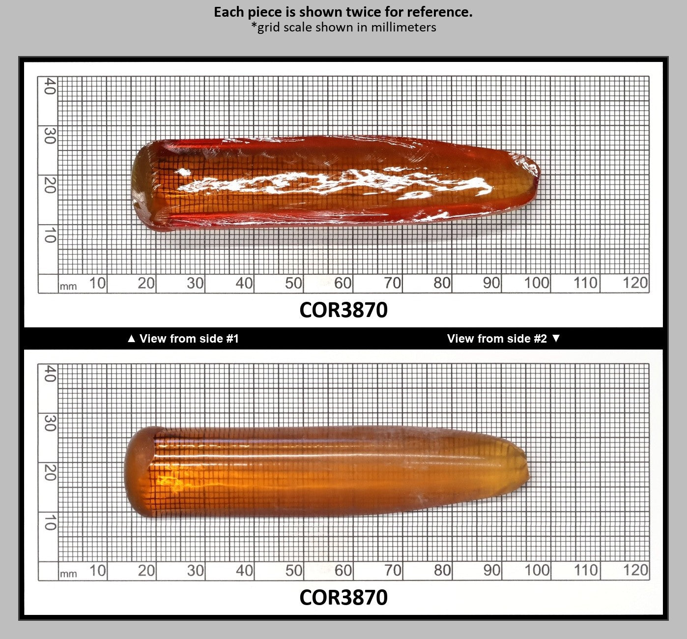 Orange #22 Lab Created Corundum Faceting Rough for Gem Cutting - Various Sizes - Split Boule : COR3870