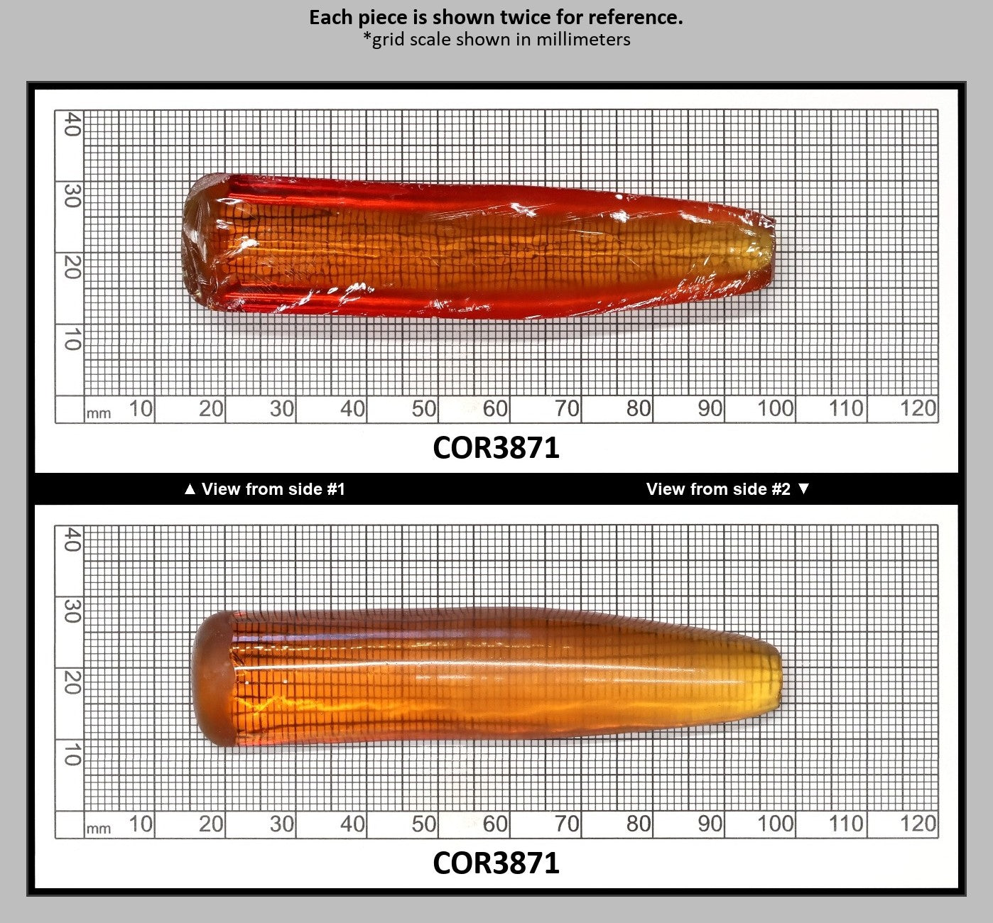 Orange #22 Lab Created Corundum Faceting Rough for Gem Cutting - Various Sizes - Split Boule : COR3871