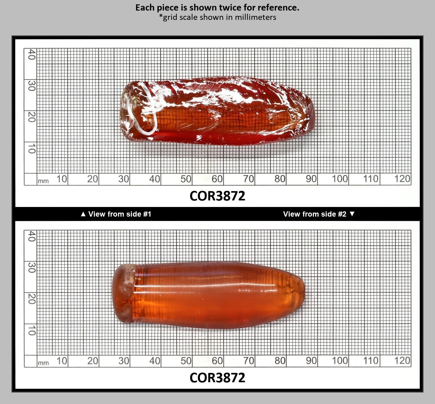 Orange #22 Lab Created Corundum Faceting Rough for Gem Cutting - Various Sizes - Split Boule : COR3872