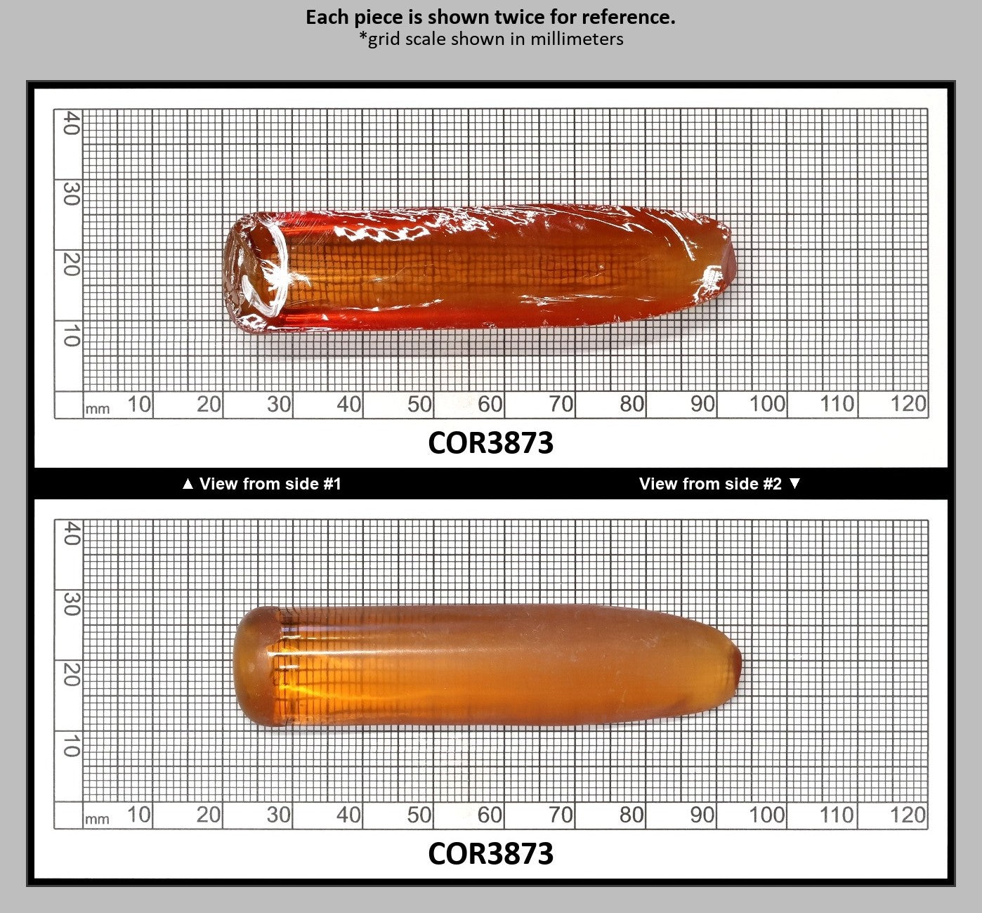 Orange #22 Lab Created Corundum Faceting Rough for Gem Cutting - Various Sizes - Split Boule : COR3873