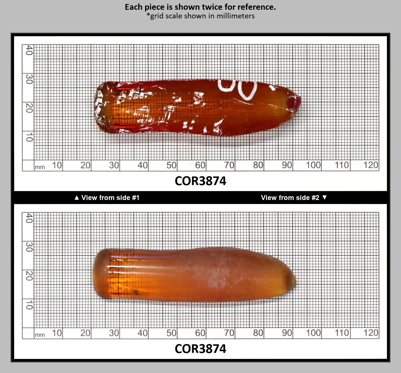 Orange #22 Lab Created Corundum Faceting Rough for Gem Cutting - Various Sizes - Split Boule : COR3874